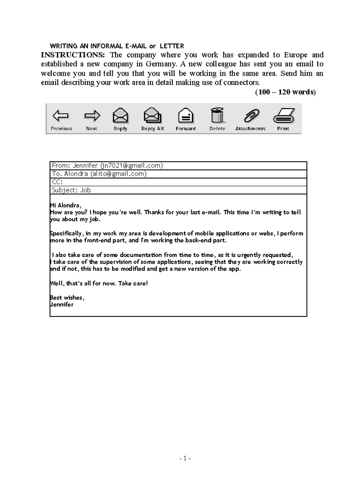 Writing practice oficial - INSTRUCTIONS: The company where you work has ...