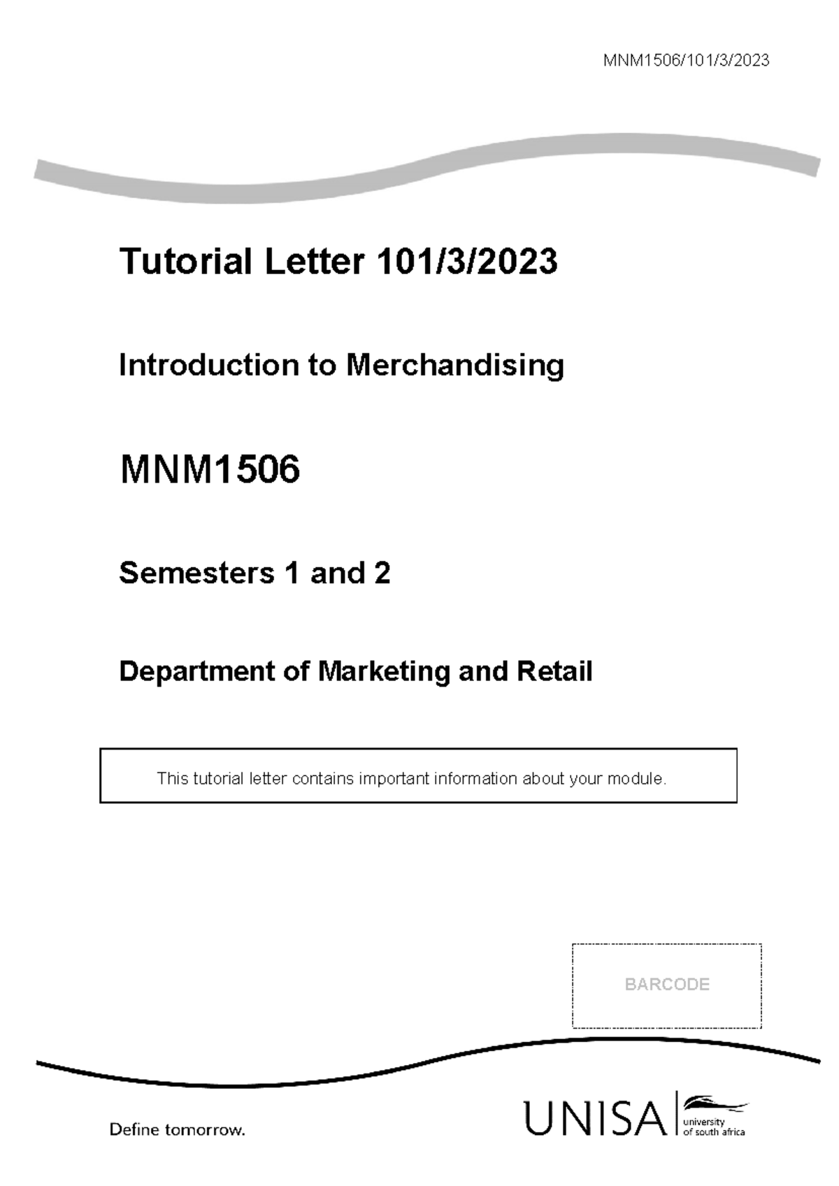 101 2023 3 b-4 - Tutorial Letter - MNM1506/101/3/ Tutorial Letter 101/3 ...