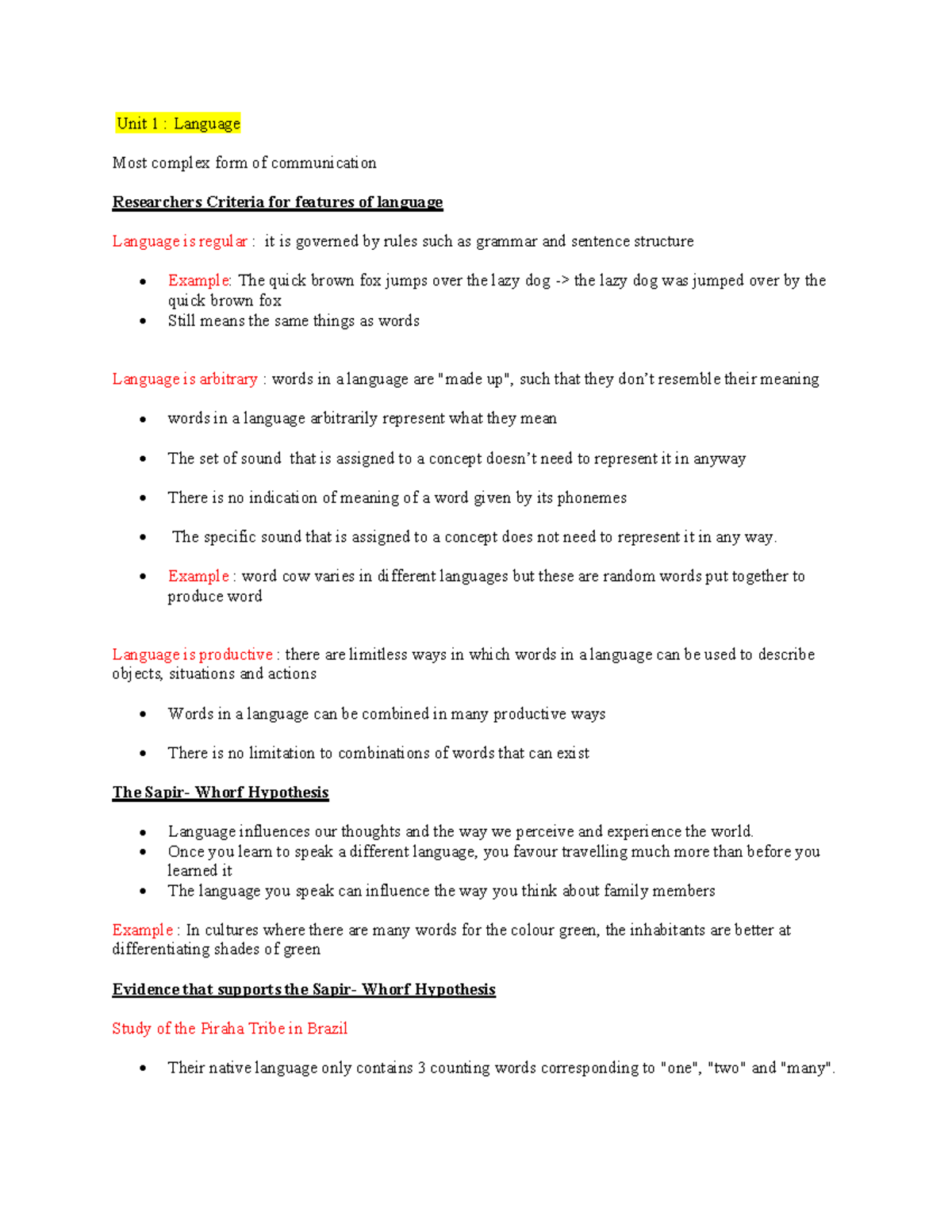 Language - Unit 1 : Language Most complex form of communication ...