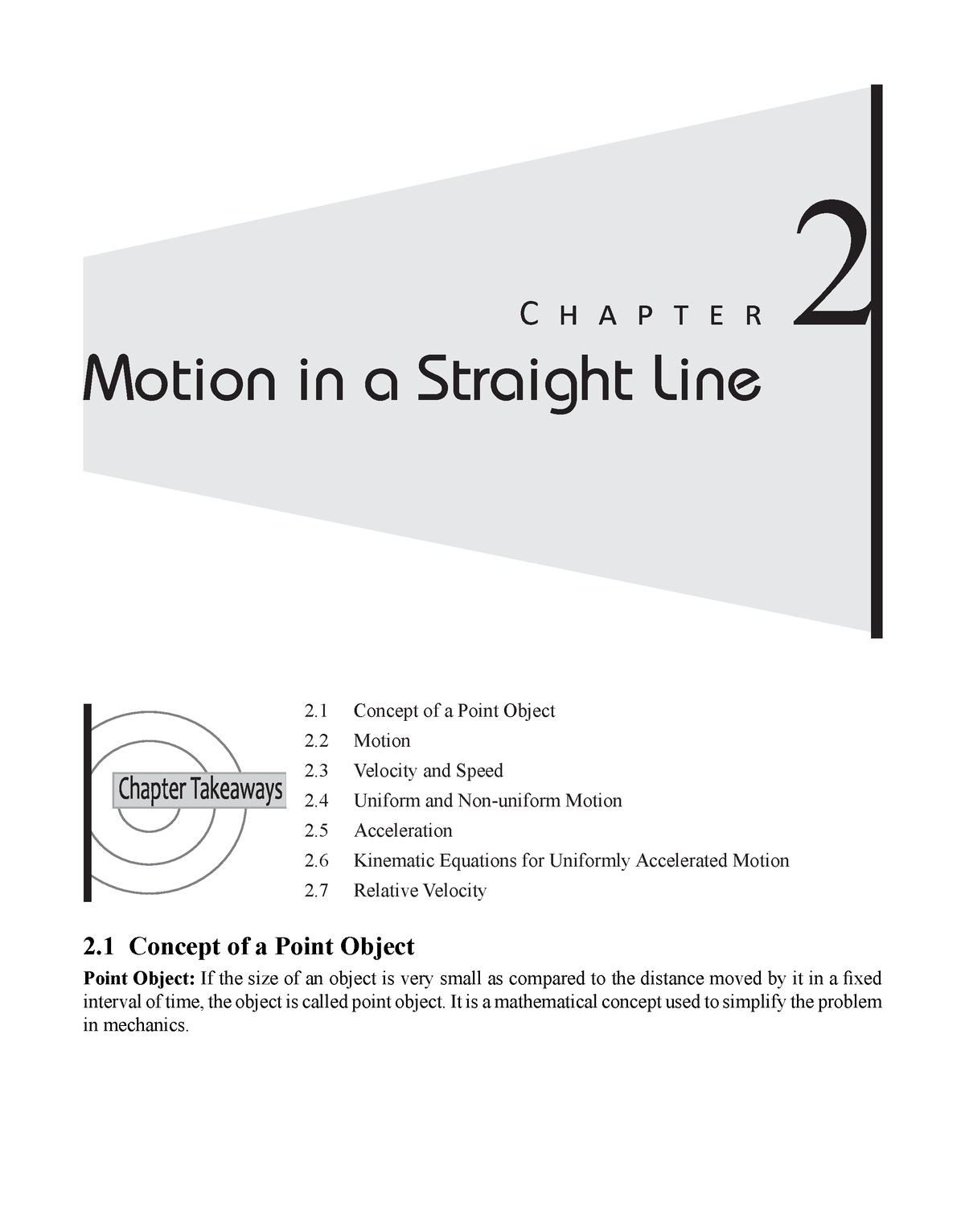 Ch-2 Motion In A Straight Line - C H A P T E R 2 2 Concept Of A Point ...