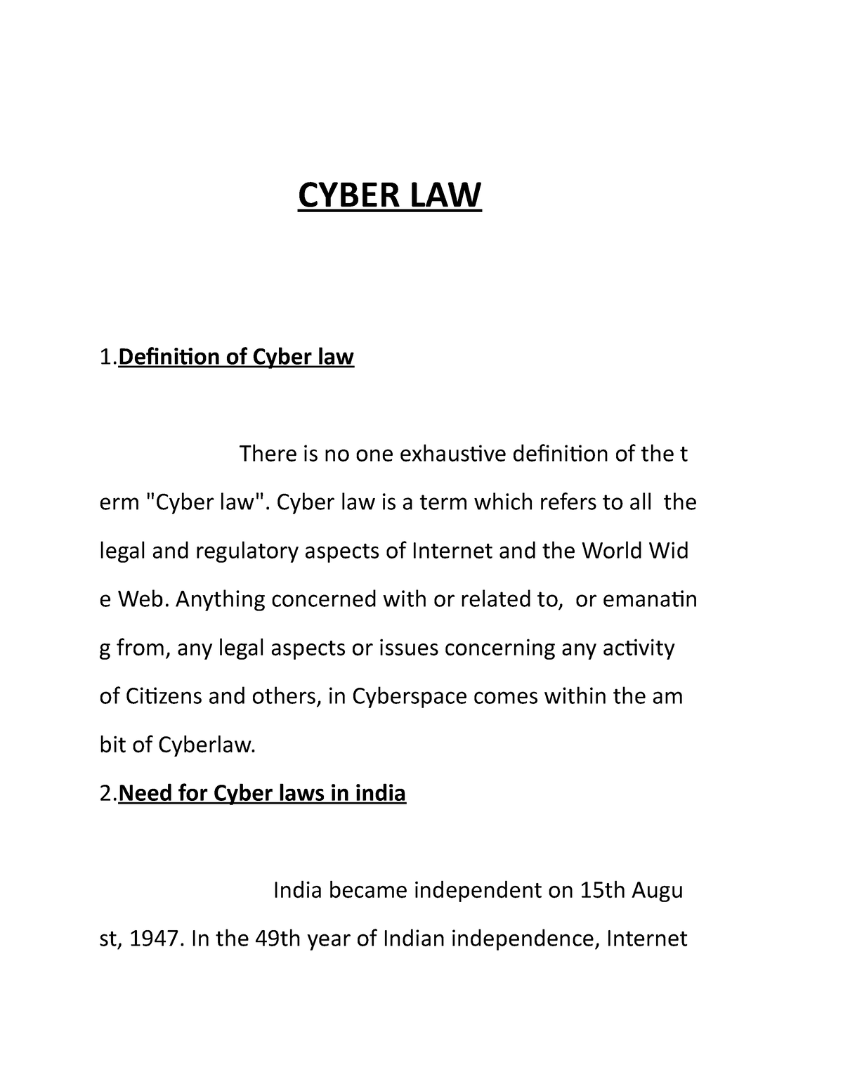 a research paper on cyber law