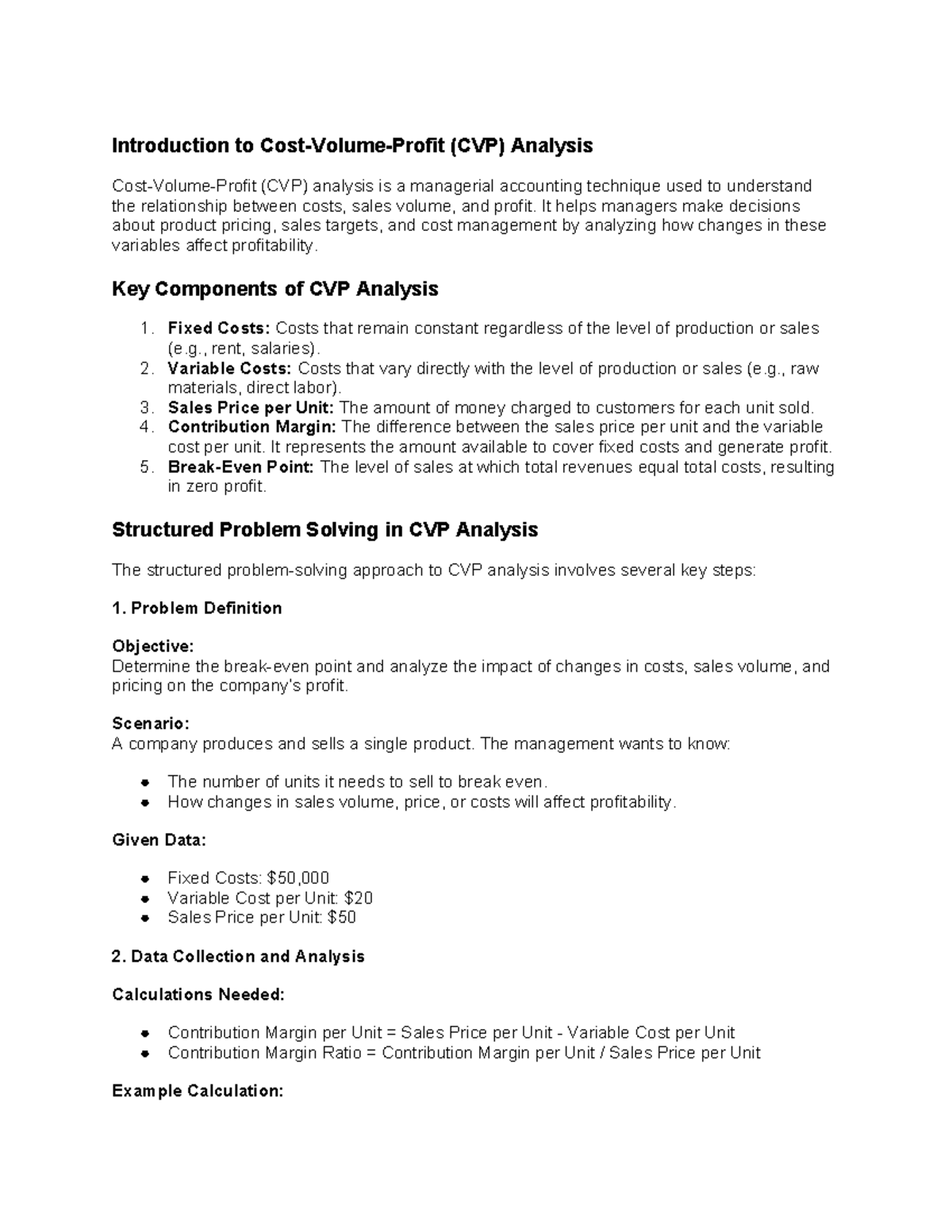 Introduction to Cost-Volume-Profit (CVP) Analysis - Introduction to ...