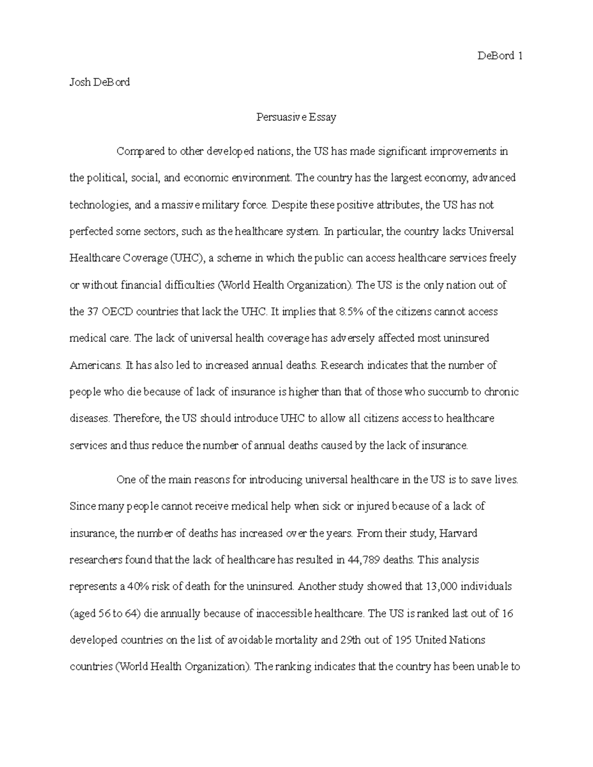 Eng #2 - notes - Josh DeBord Persuasive Essay Compared to other ...