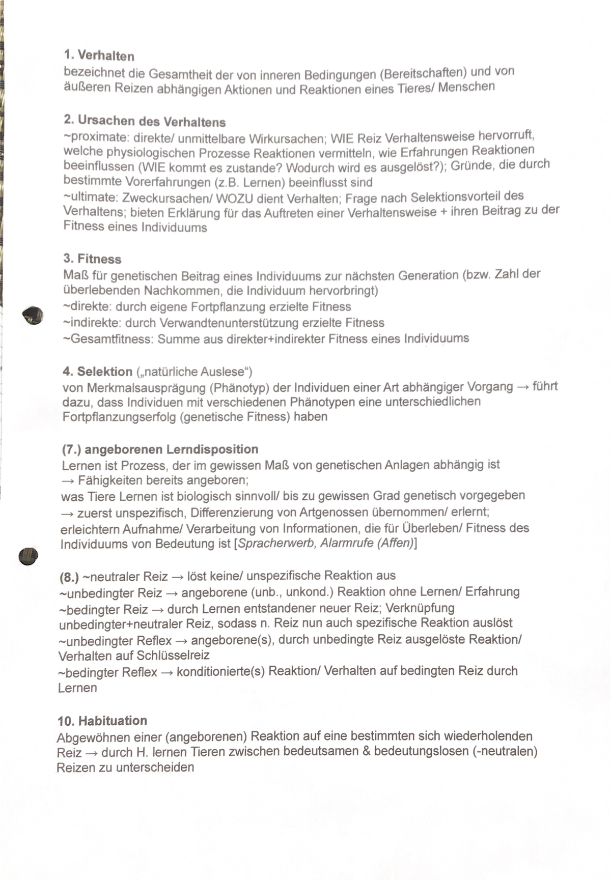 Verhaltensbiologie II Biologie Studocu