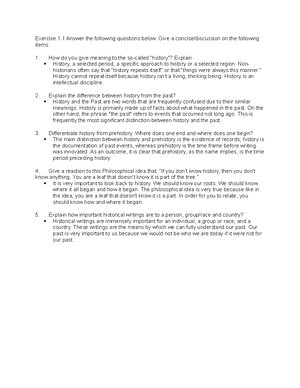 Hist 11 - history - Exercise 1 My Primary Source Using the examples of ...