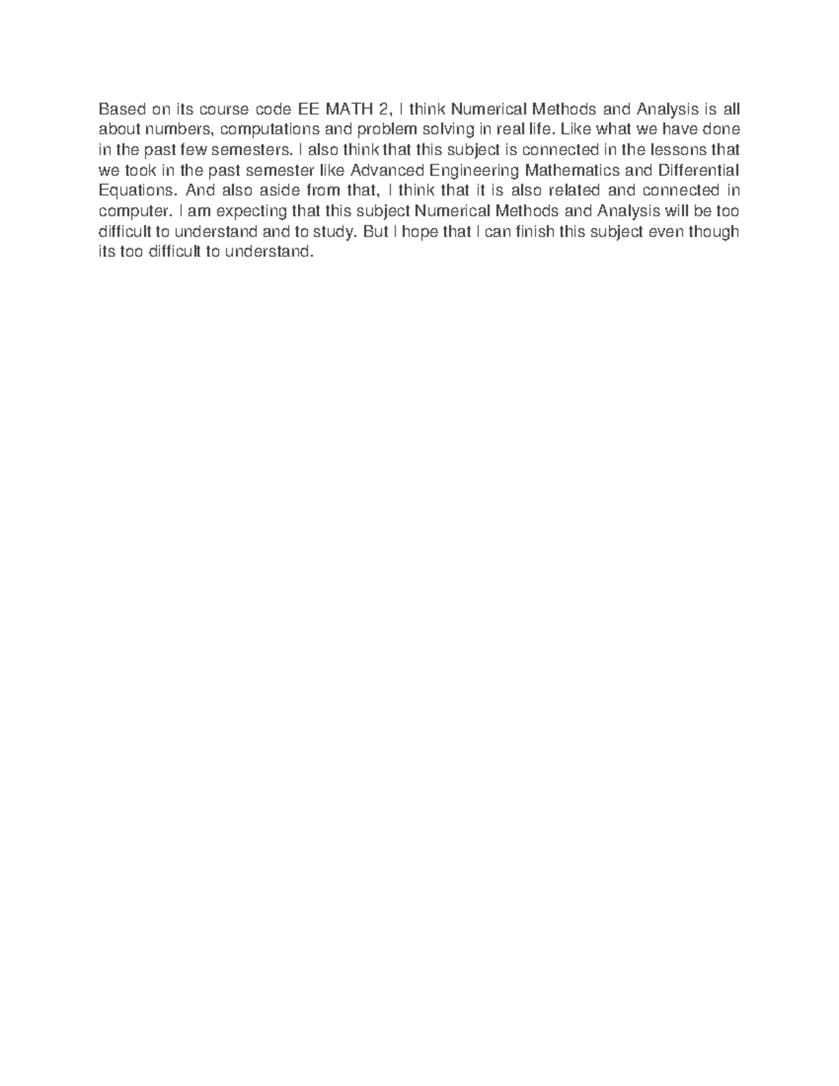 Numerical Methods and Analysis - Like what we have done in the past few ...