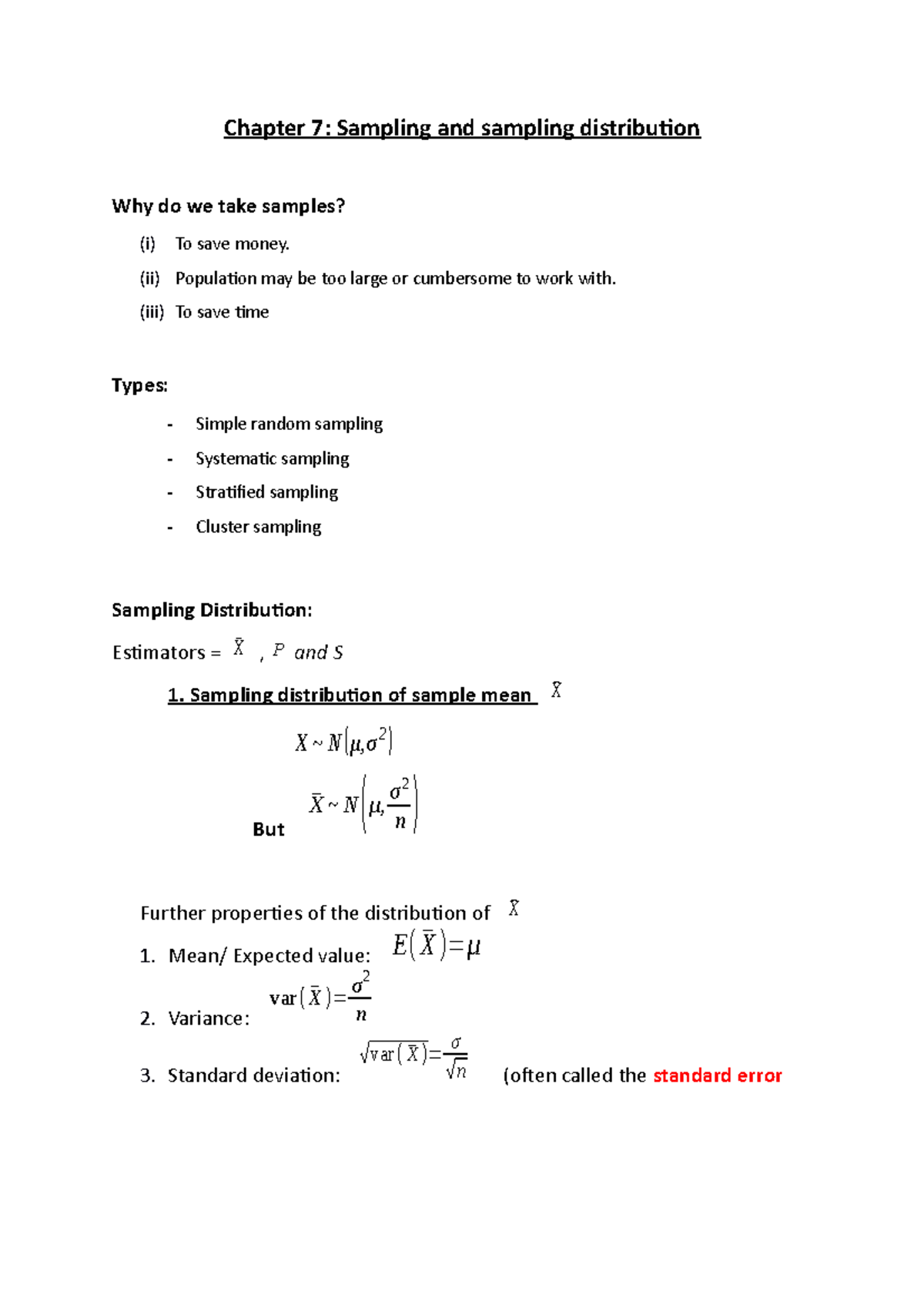 Chapter 7 - Chapter 7: Sampling and sampling distribution Why do we ...