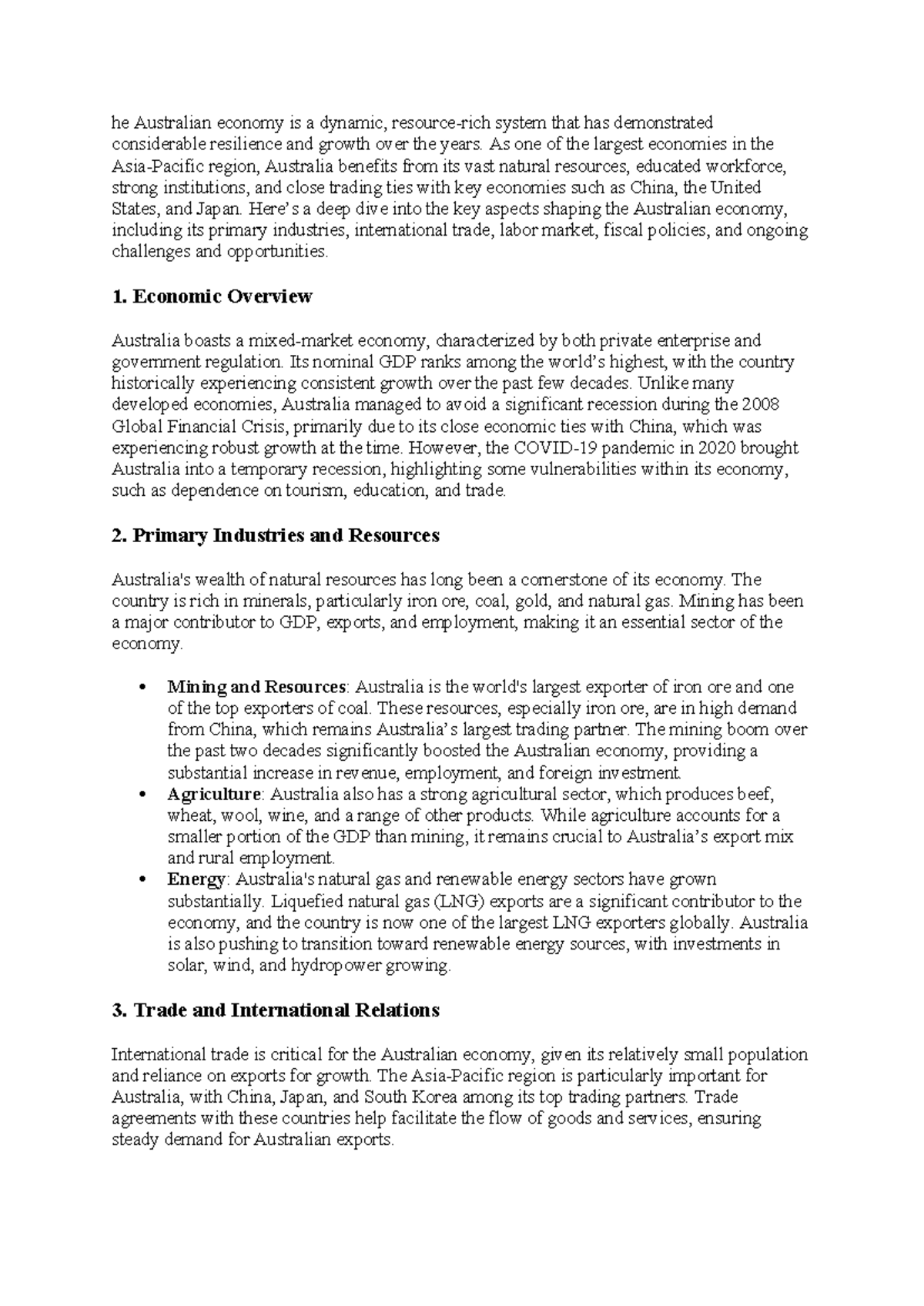 Australian economy - As one of the largest economies in the Asia ...