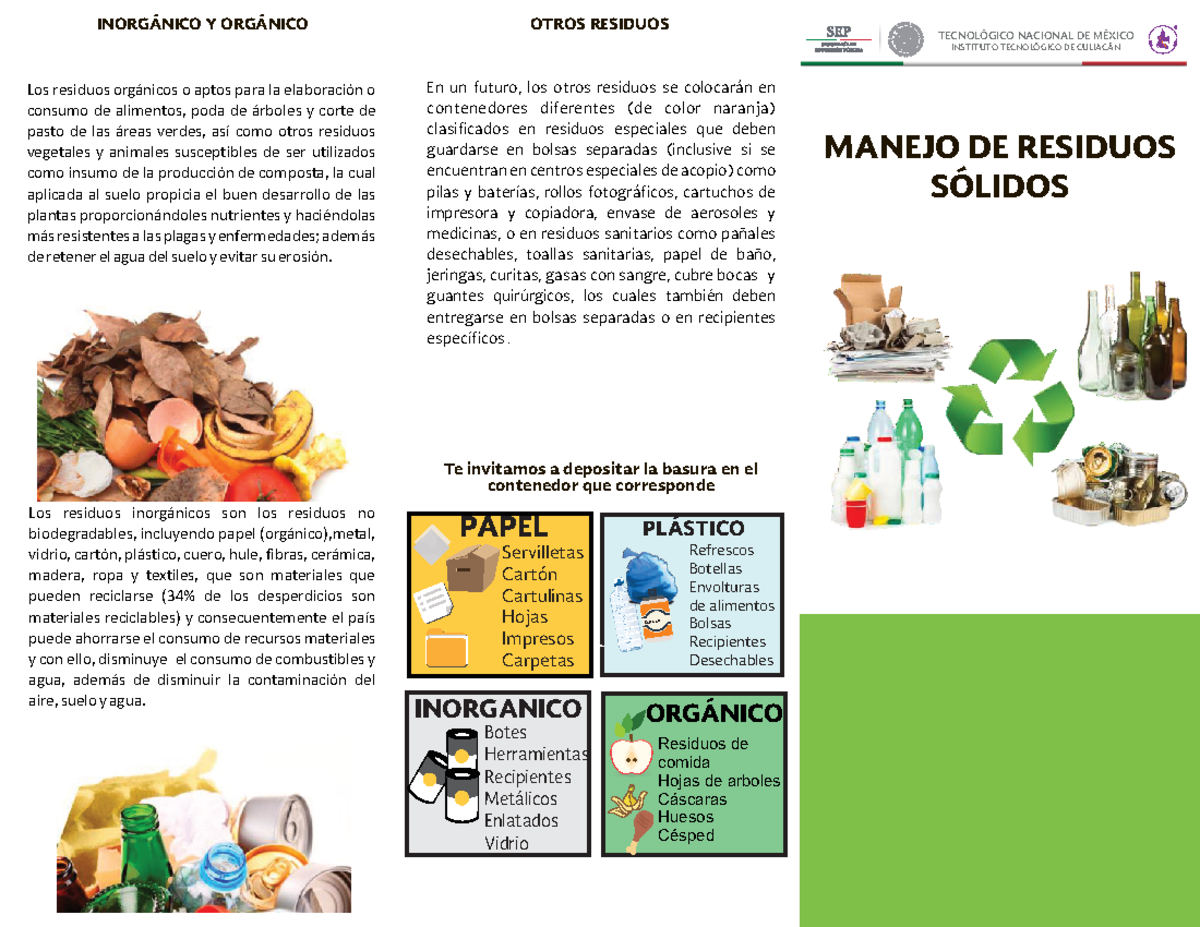 Triptico- Manejo-DE- Residuos- Solidos - Los residuos inorgánicos son
