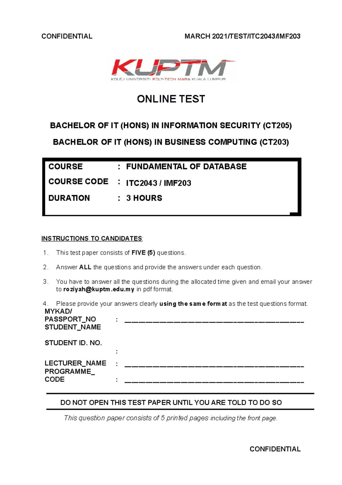 Test Imf203 Itc2043 Qp 1120 Materials Science Dmcb2423 Utem Studocu