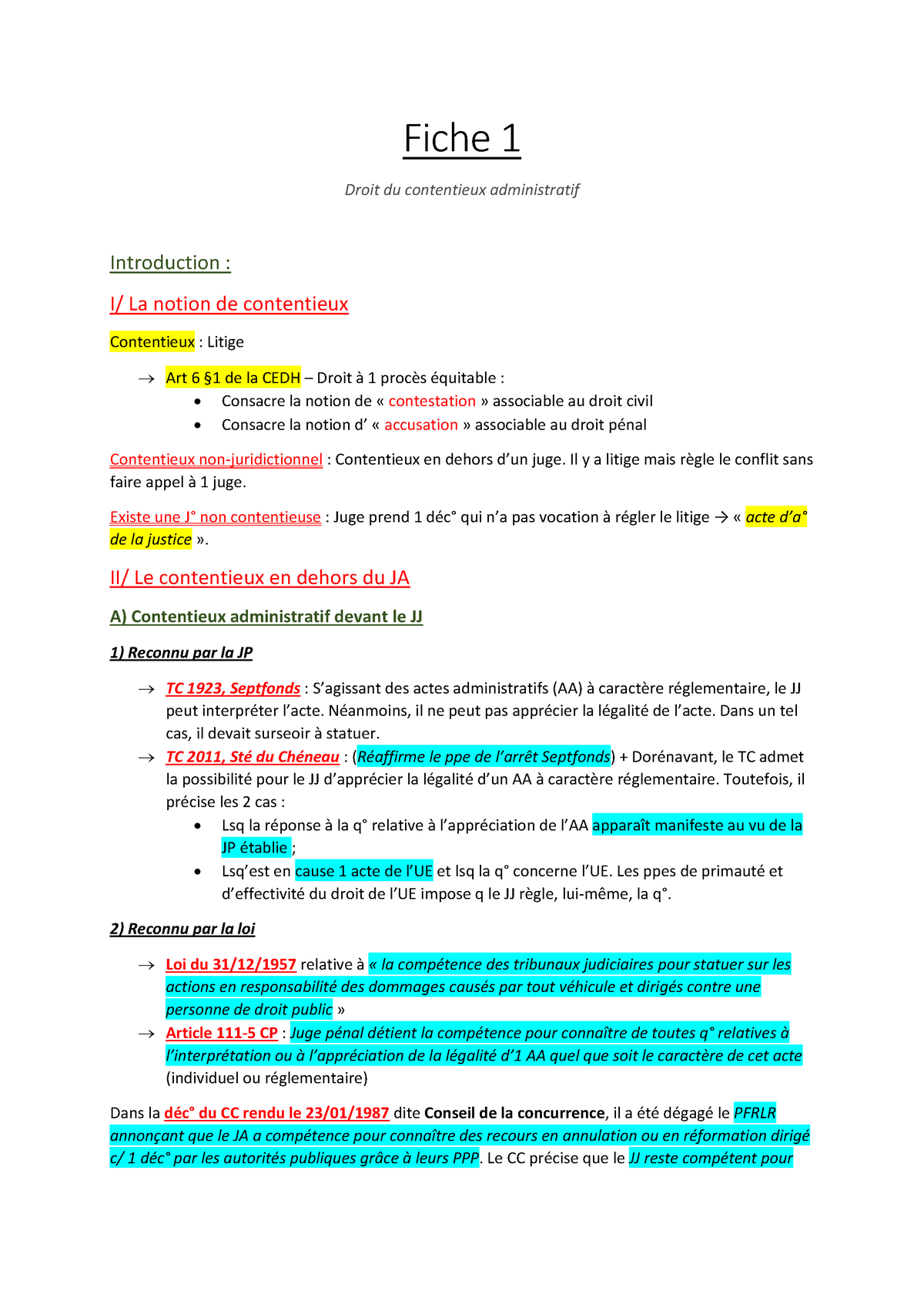 Fiche Introduction Fiche Droit Du Contentieux Administratif Introduction I La Notion