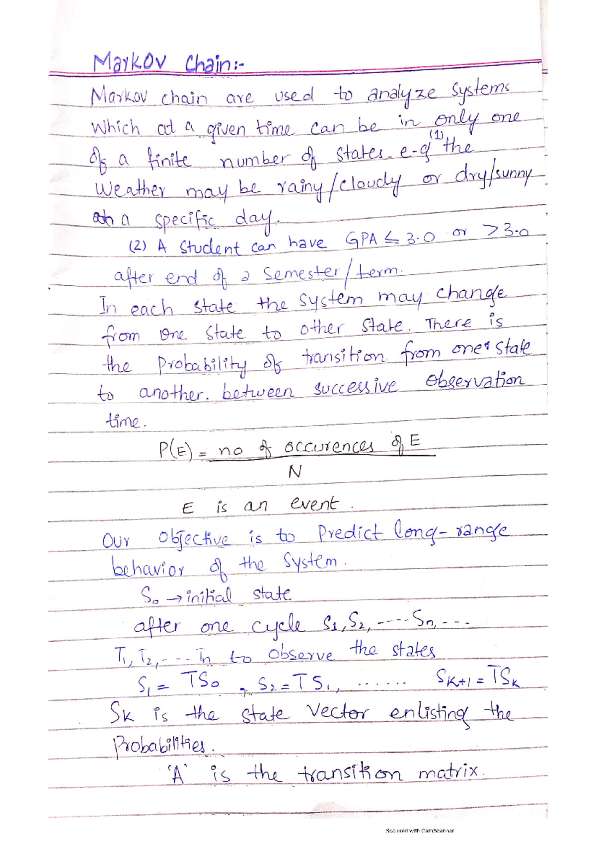 Markov chain - Linear Algebra - Studocu