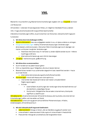 VWL Zusammenfassung - Wintersemester