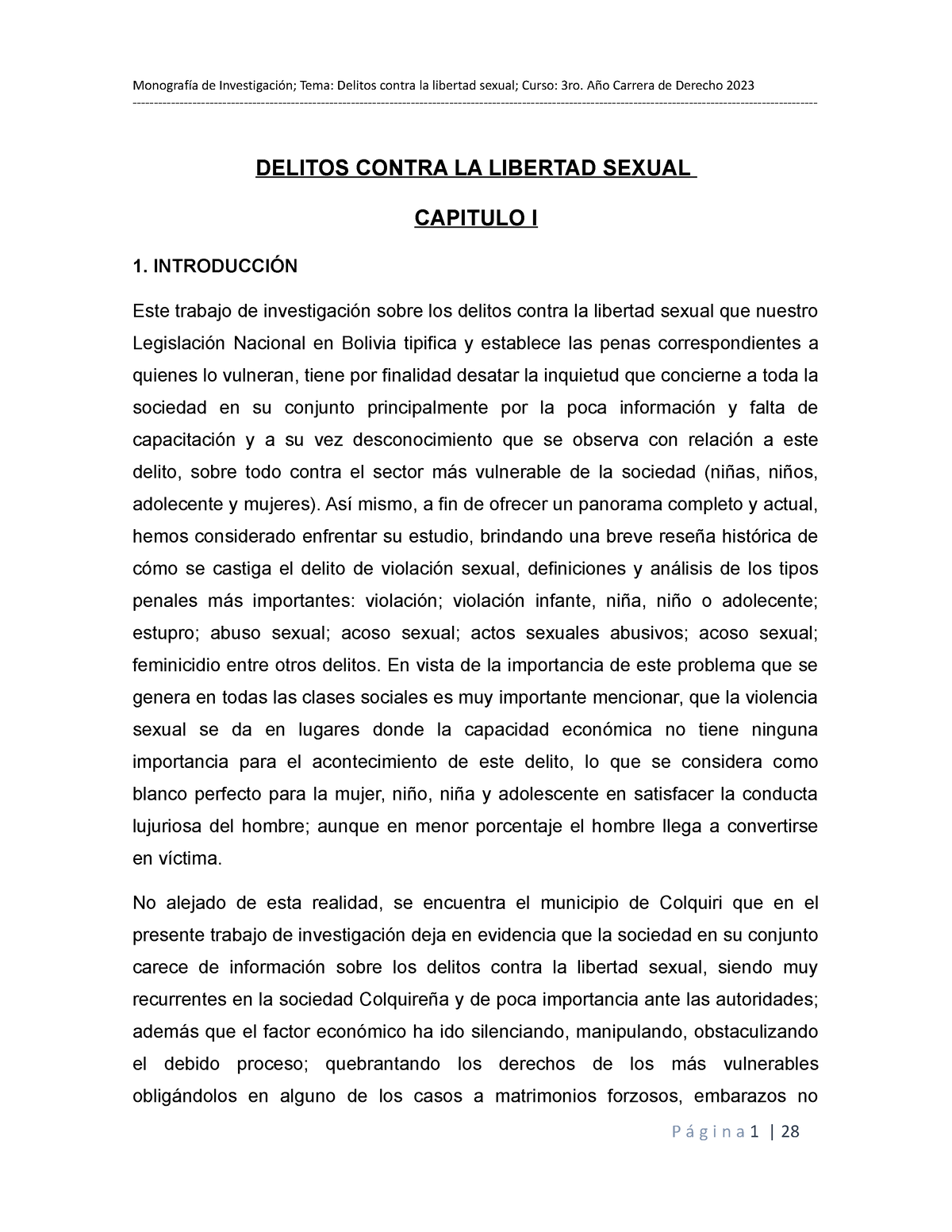 Delitos Contra La Libertad Sexual 1 Delitos Contra La Libertad Sexual Capitulo I 1 9292