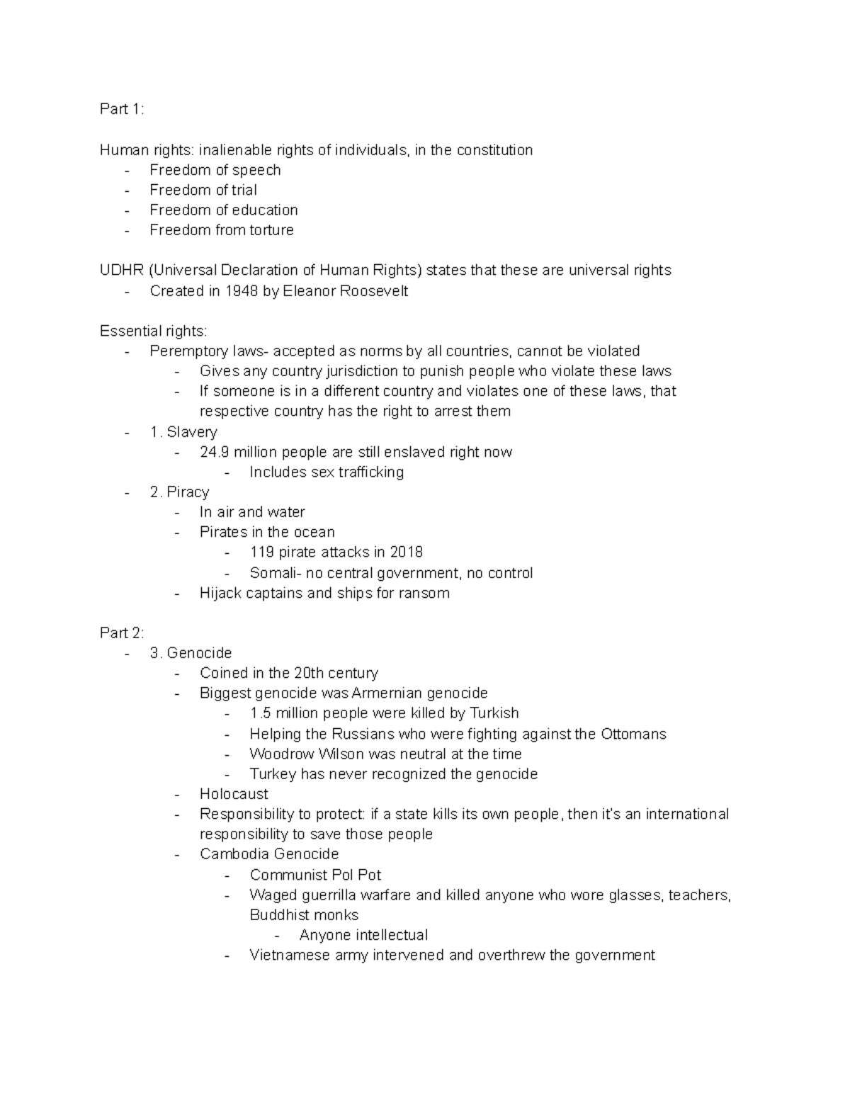 Human Rights Lecture Notes - Part 1: Human rights: inalienable rights ...