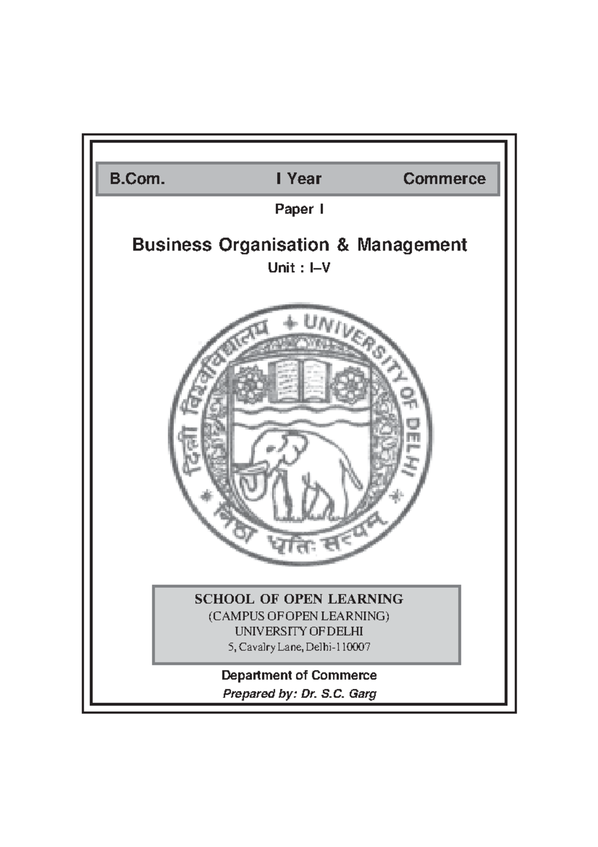 BCOM program (Business Organisation And Management) subject study ...