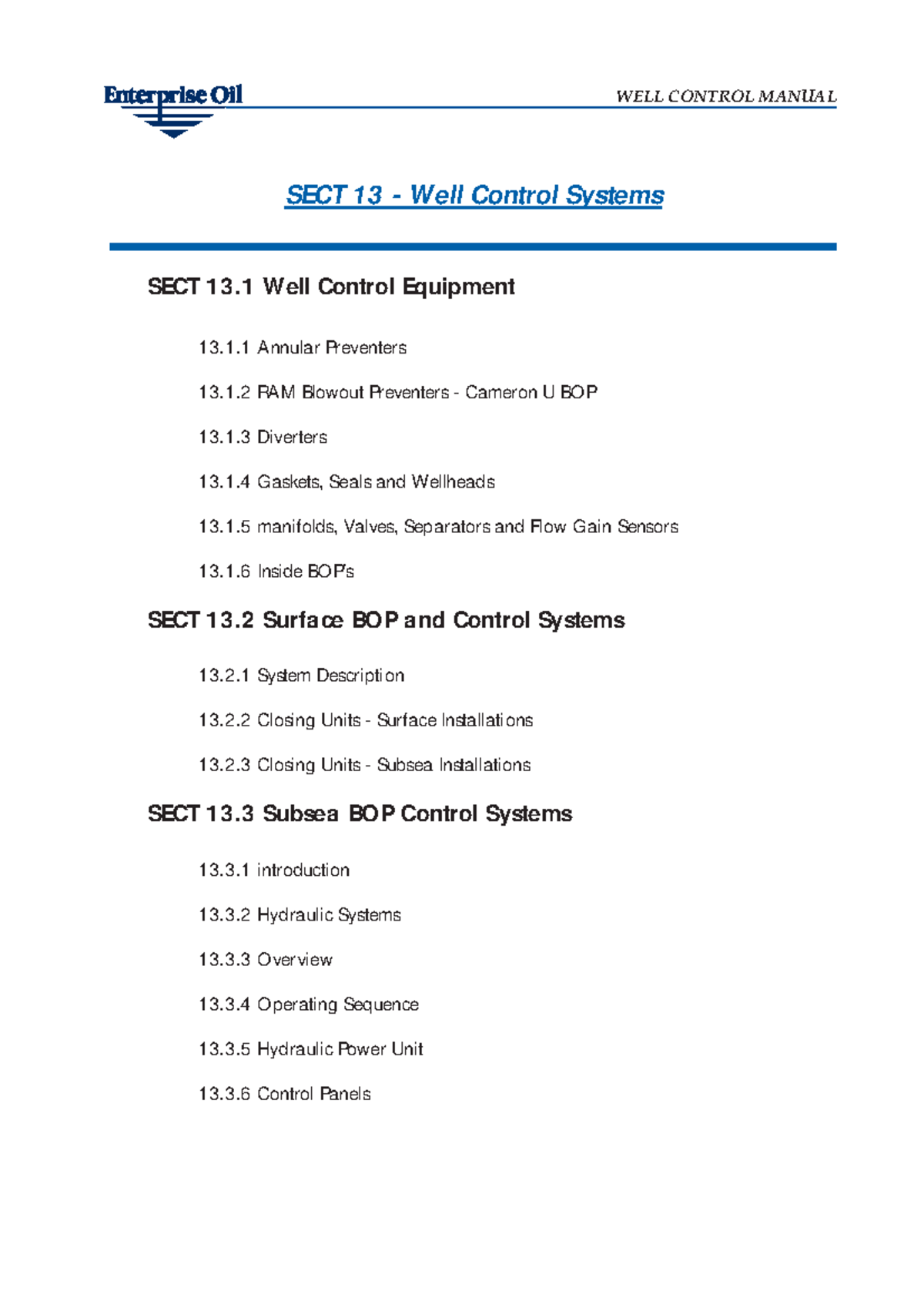 Well Control Manul - Well Control Systems-ENTERPRISE OIL CO - SECT 13 ...
