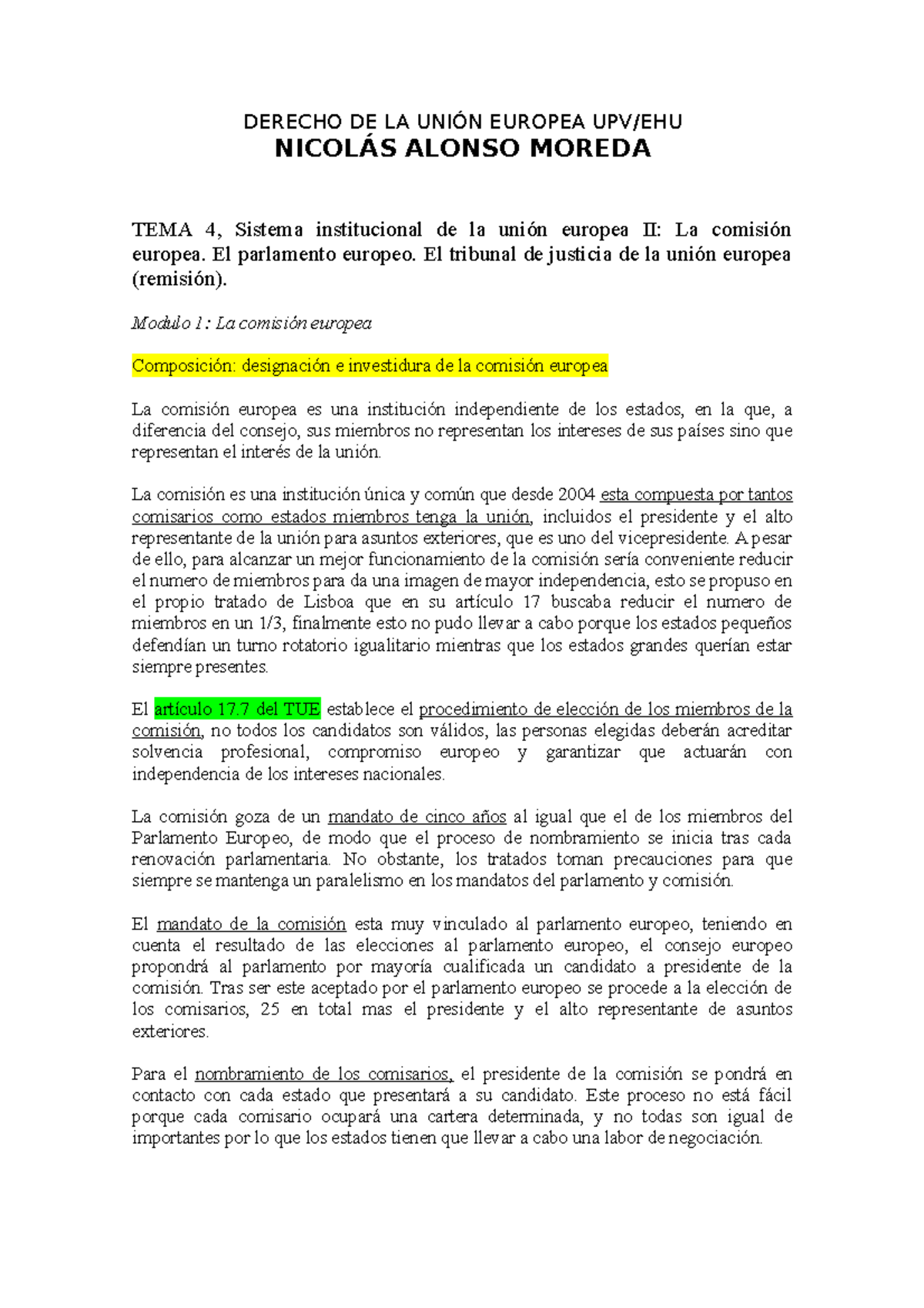 Derecho DE LA Unión Europea TEMA 4 - DERECHO DE LA UNIÓN EUROPEA UPV ...