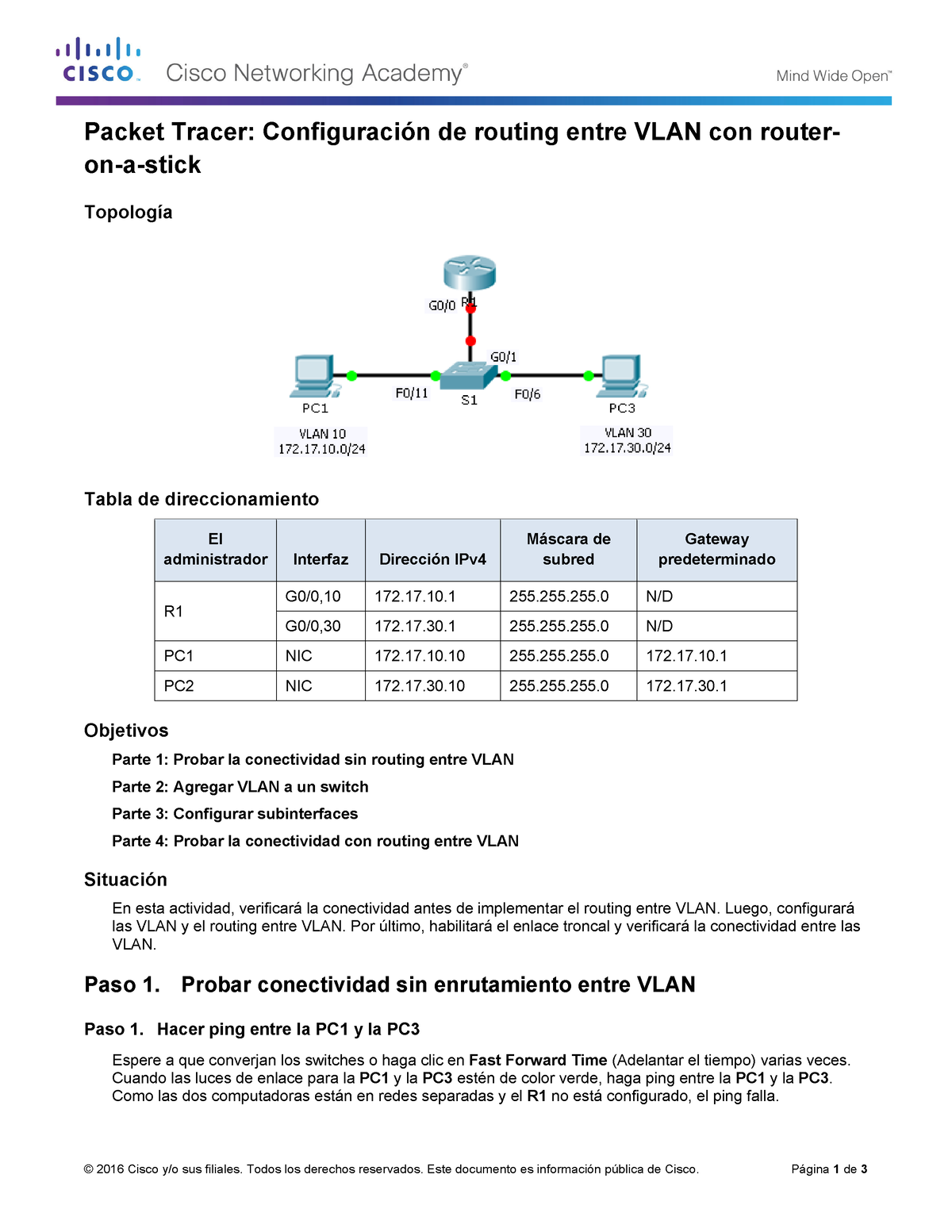 Actividad 08. Configuring Router-on-a-Stick Inter-VLAN Routing ...