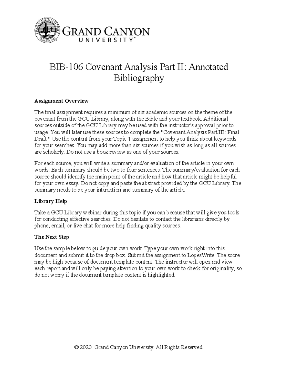 BIB 106 RS T2Covenant Analysis Part IIAnnotated Bib BIB106 Covenant