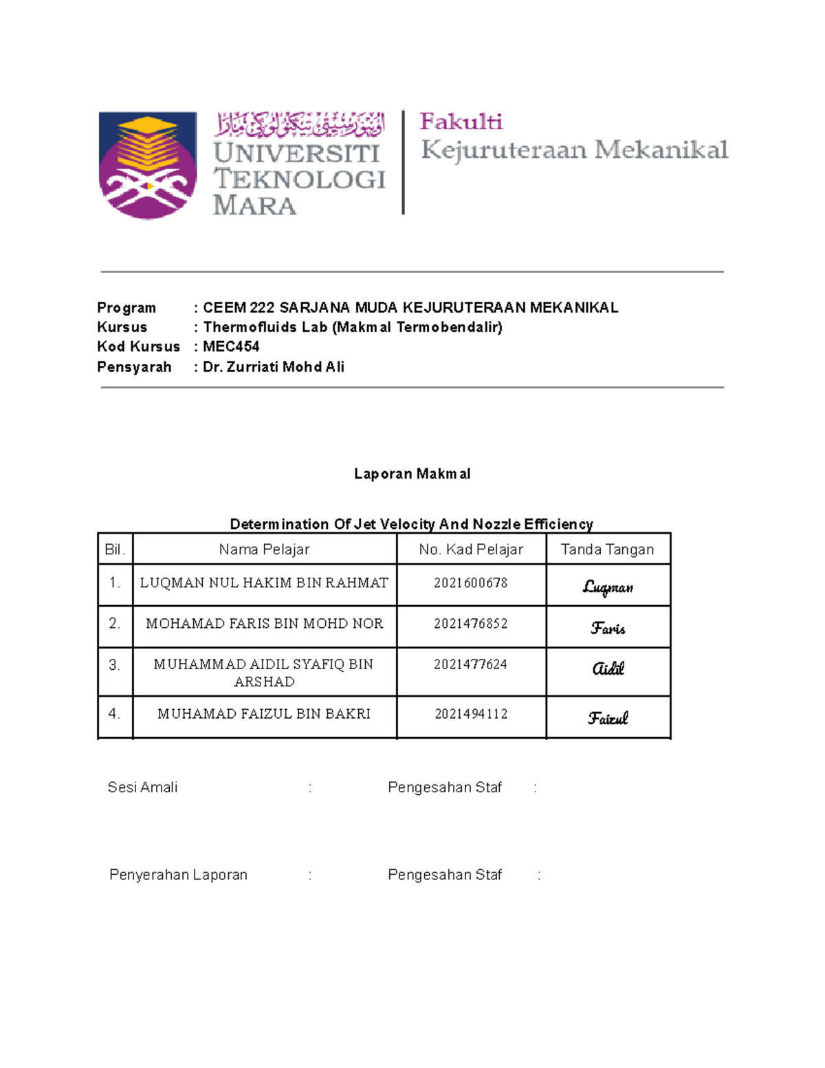 Group C3 Determination Of Jet Velocity And Nozzle Efficiency - Program ...