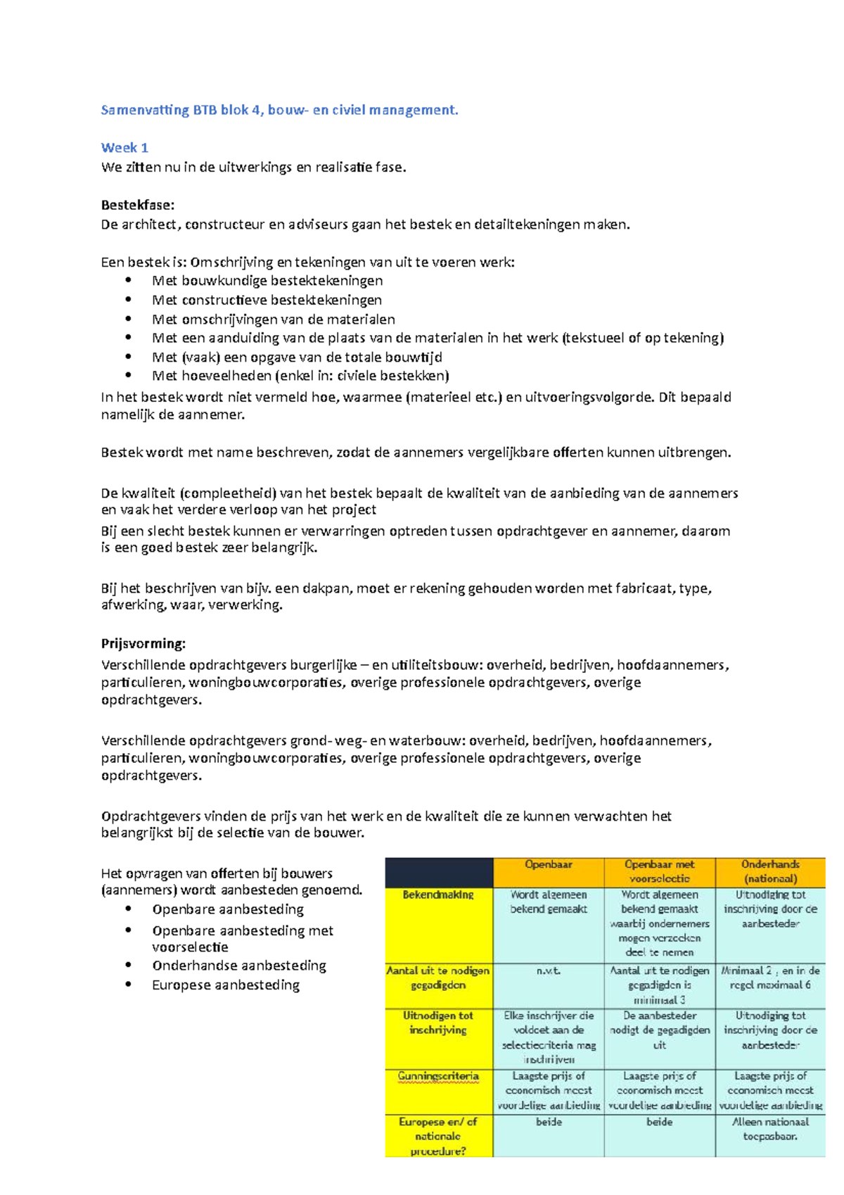 College-aantekeningen, College Alle - Samenvatting BTB Blok 4, En ...