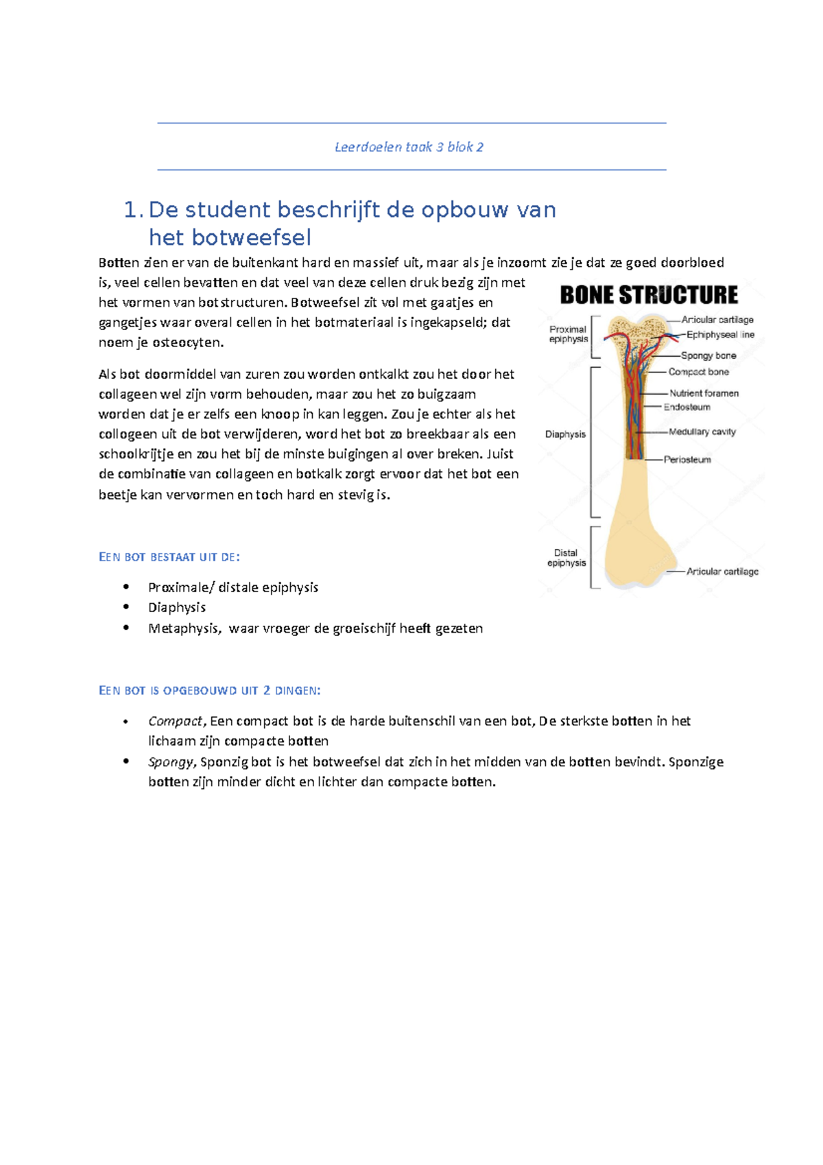 Leerdoelen Taak 3 Blok 2 Jaar 1 - Leerdoelen Taak 3 Blok 2 1 Student ...