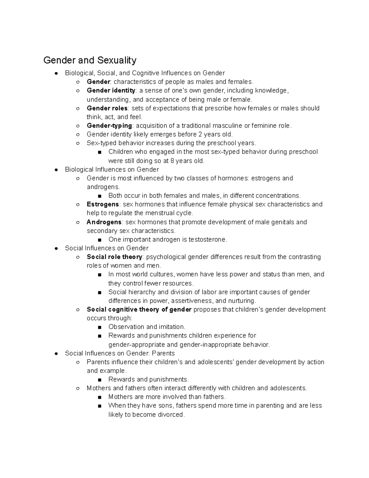 Psy ch 12 - Gender and Sexuality - Gender and Sexuality Biological ...