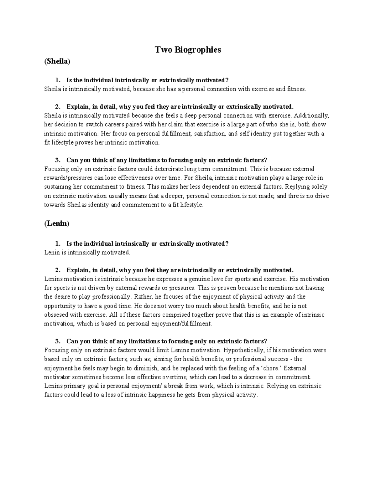 Two Biographies - Comparison of two biograpies. Compare and contrast ...