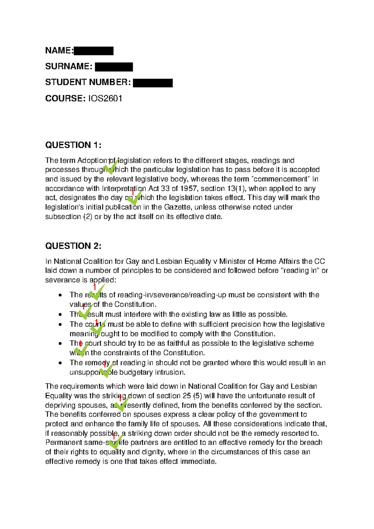 IOS2601 Assignment 1 - NAME: JESSICA SURNAME: TURDON STUDENT NUMBER ...