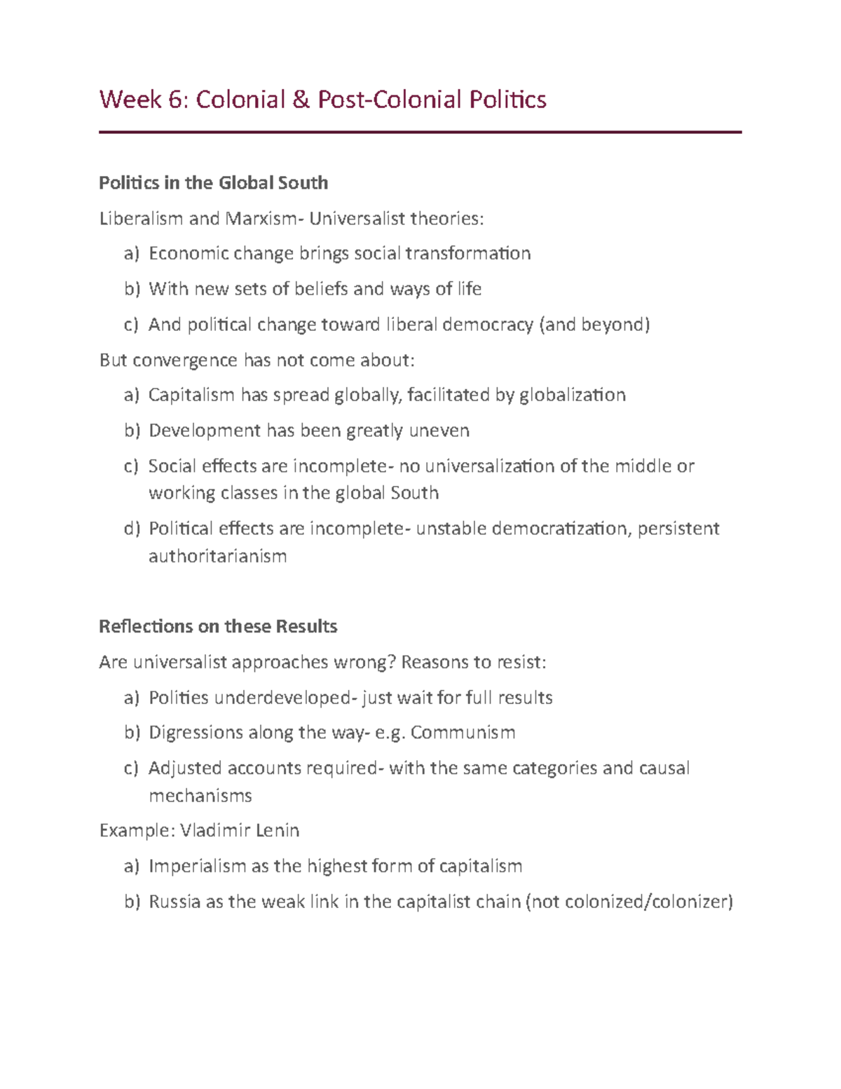 Week 6- Colonial & Postcolonialism - Week 6: Colonial & Post-Colonial ...