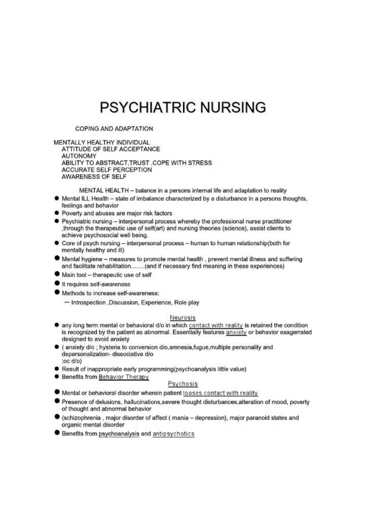 psychiatric nursing masters research topics