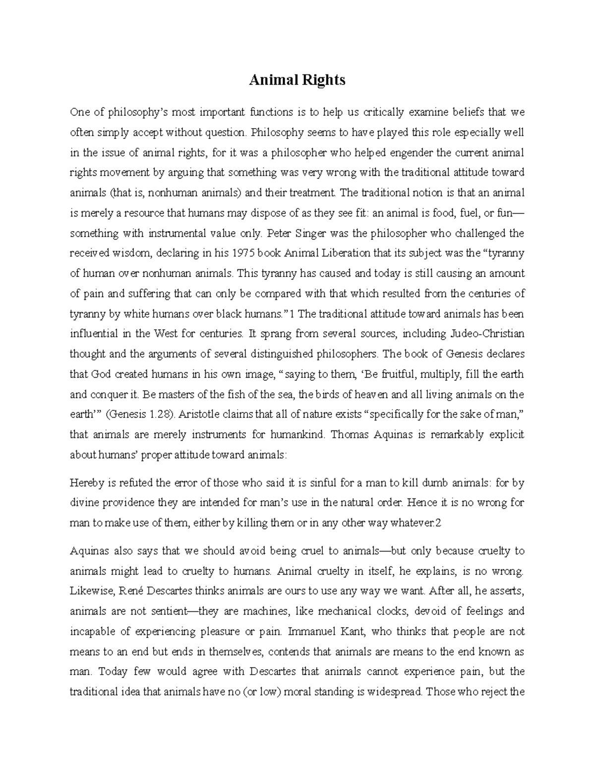 Animal Rights - Animal Rights One of philosophy’s most important ...
