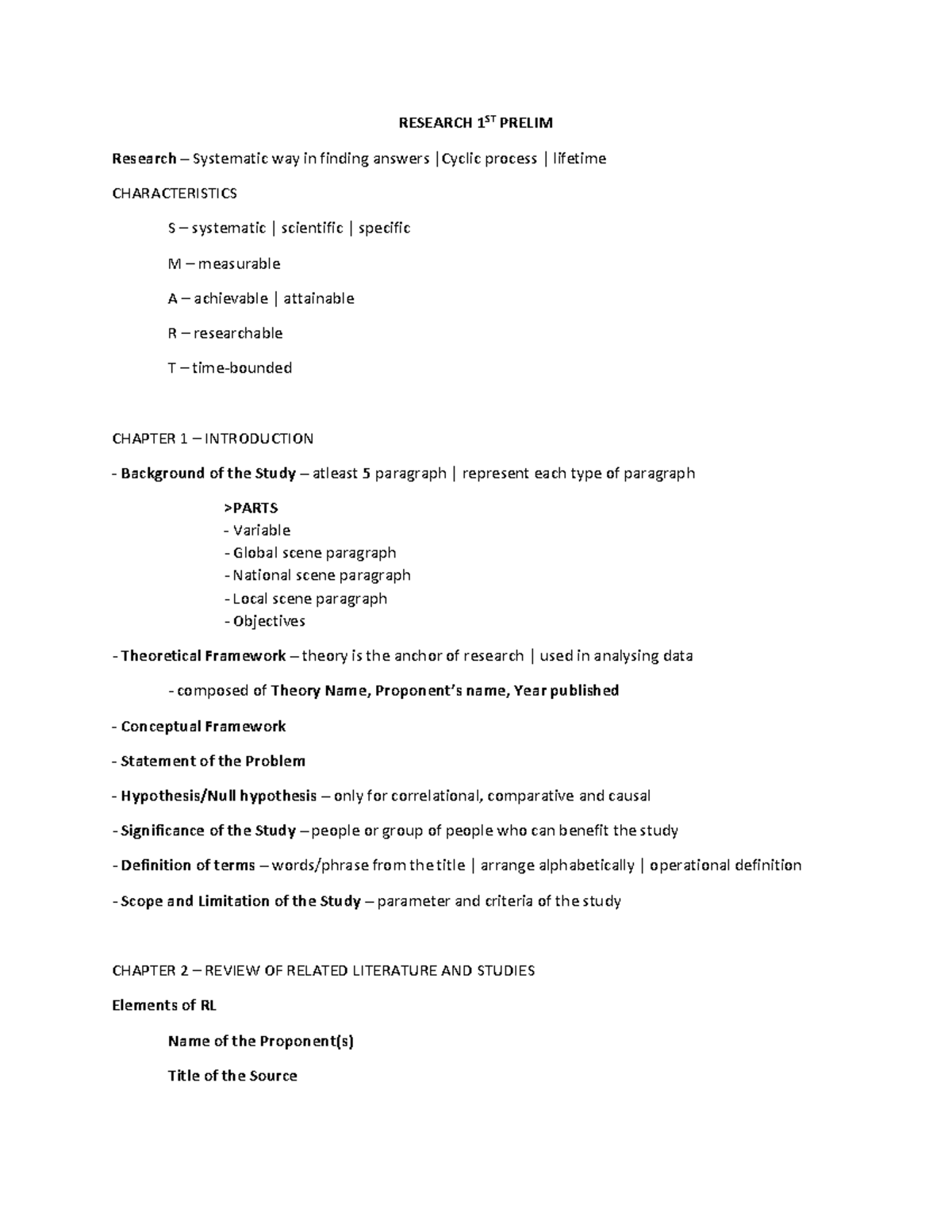 UIC Practical Research 1 Reviewer - RESEARCH 1ST PRELIM Research ...