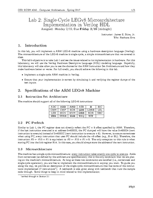 Fourth lab assignment - OSU ECEN 4243 - Computer Architecture - Spring ...