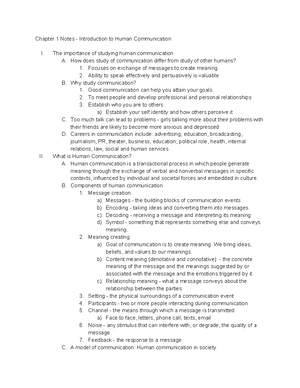 COM 100 Chapter 1 Summary - Communication: A First Look Communication ...