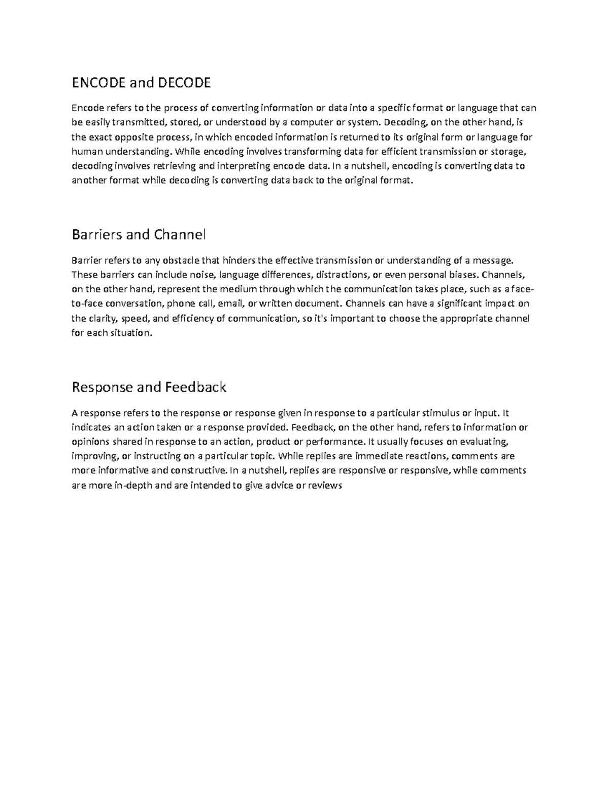 Encode and Decode - ehe - ENCODE and DECODE Encode refers to the ...