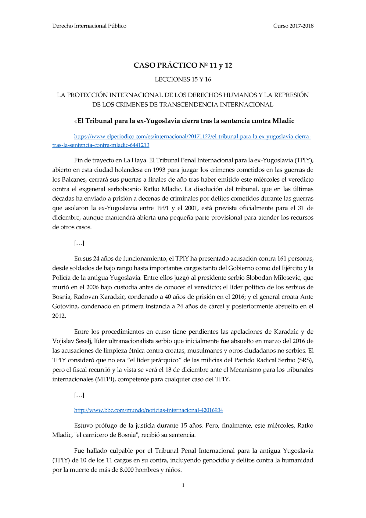 Caso PrÁctico Nº 11 Y 12 Derecho Internacional Curso Caso 11 Y 12