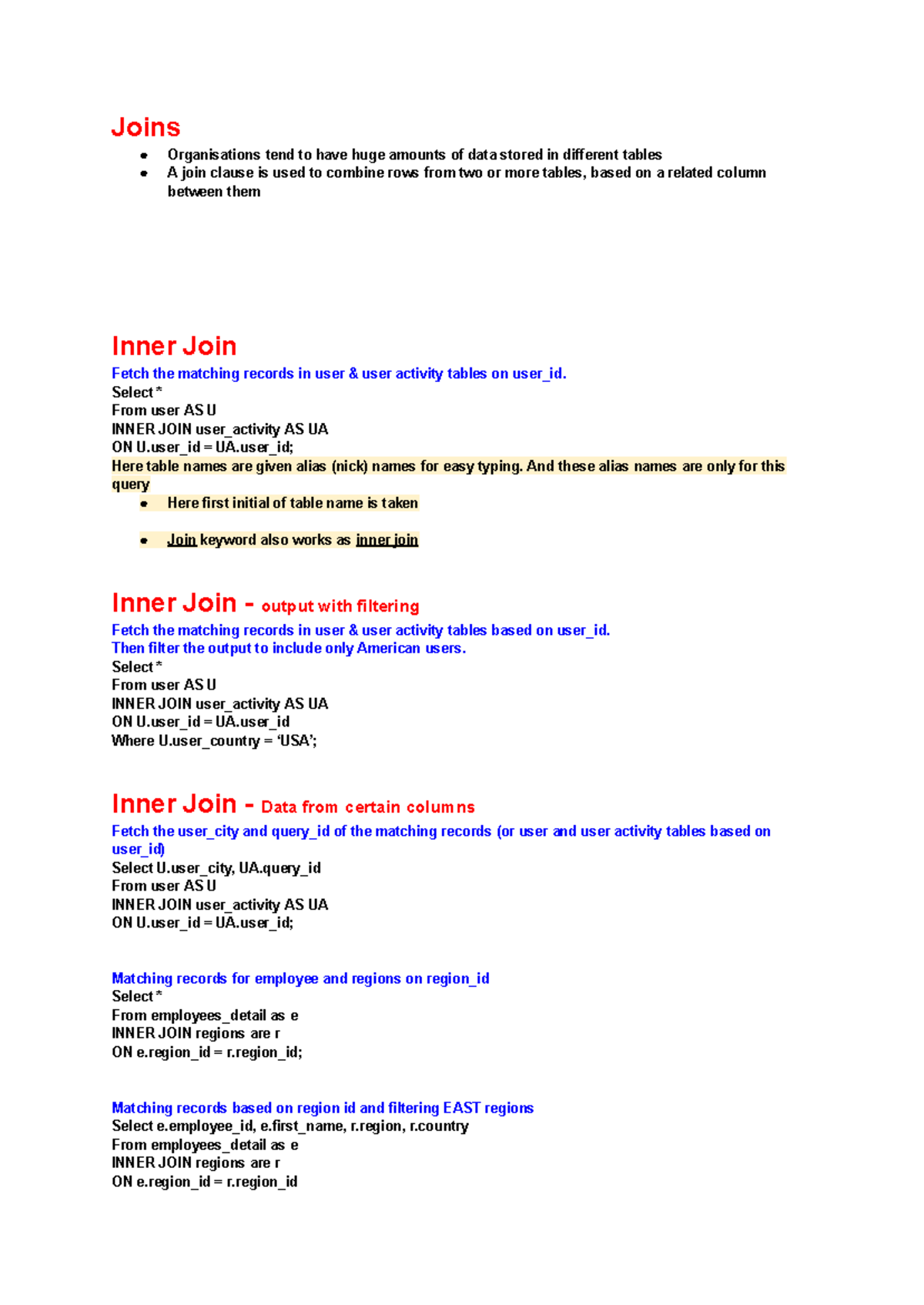 SQL 4 - Related to subject - Joins Organisations tend to have huge ...