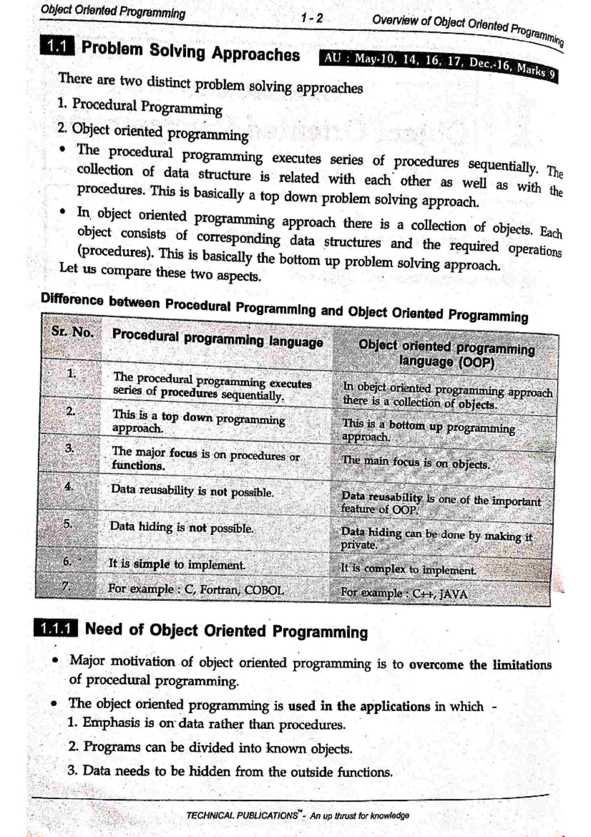 OOPS UNIT 1-OVERVIEW - Object Oriented Programming - Studocu