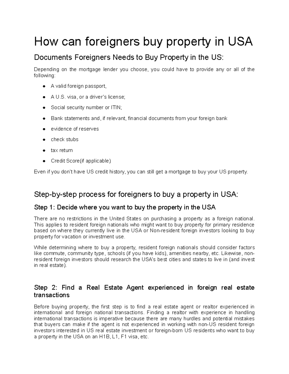 How Can Foreigners Buy Property In USA How Can Foreigners Buy 