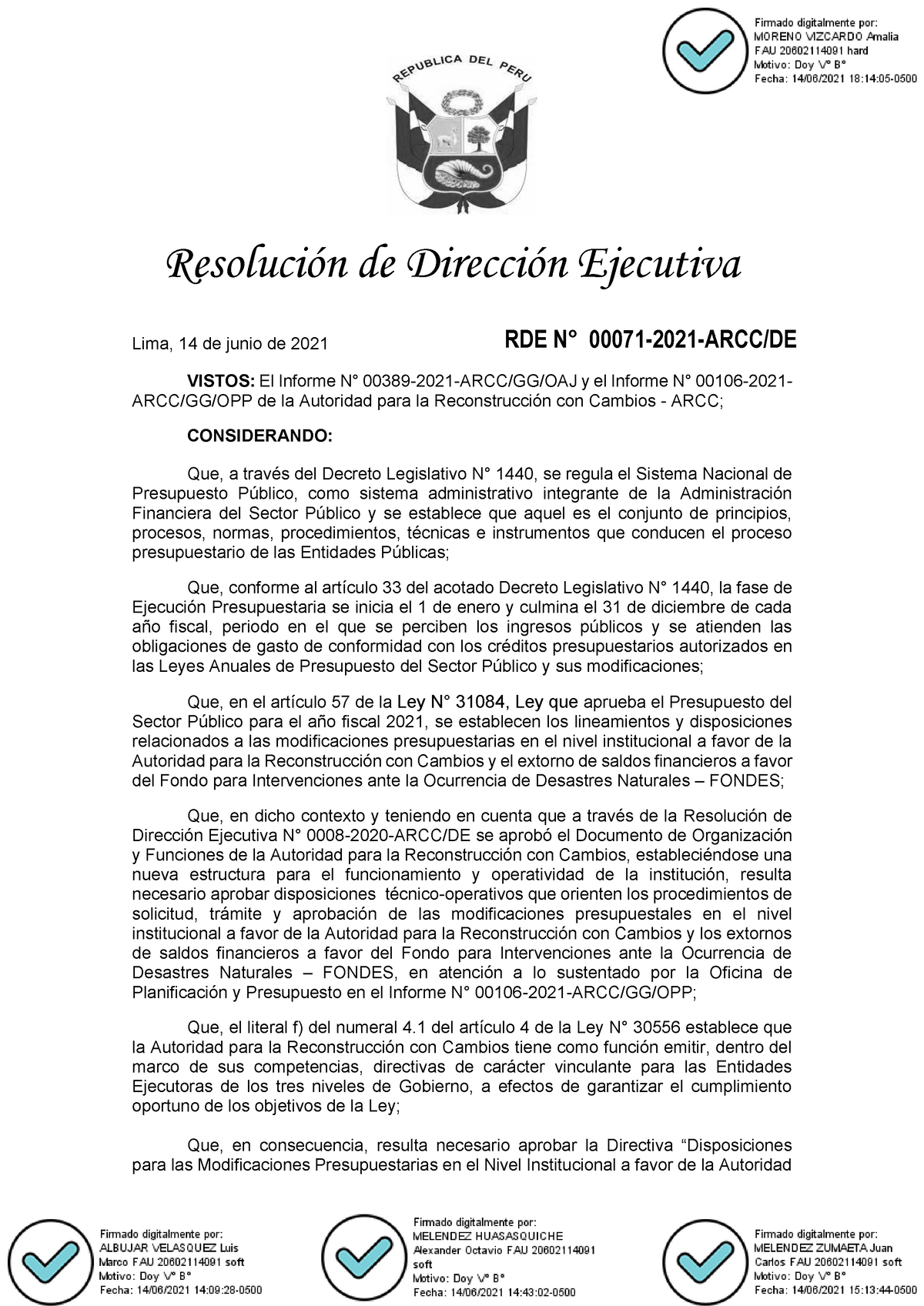 RDE-0071- Directiva-1 - 2021 - Resolución De Dirección Ejecutiva VISTOS ...