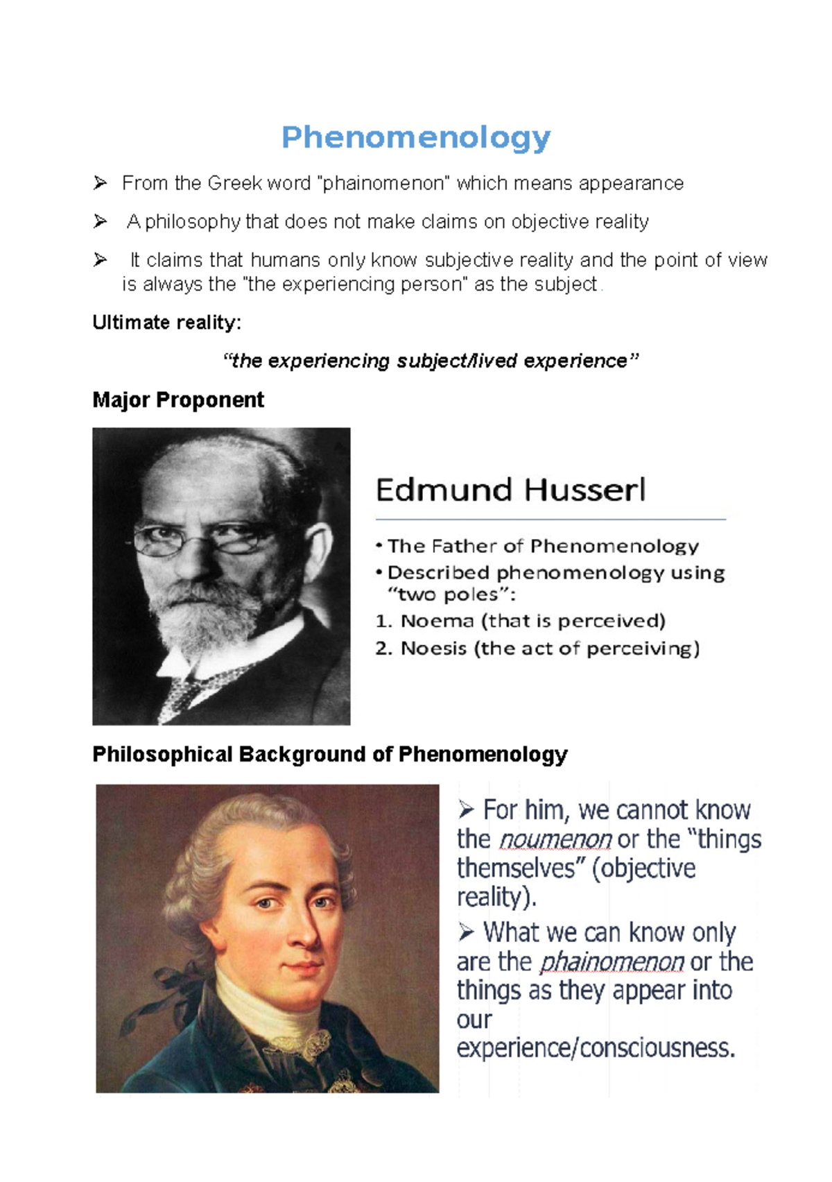 Phenomenology - notes about philosophy - Phenomenology From the Greek ...
