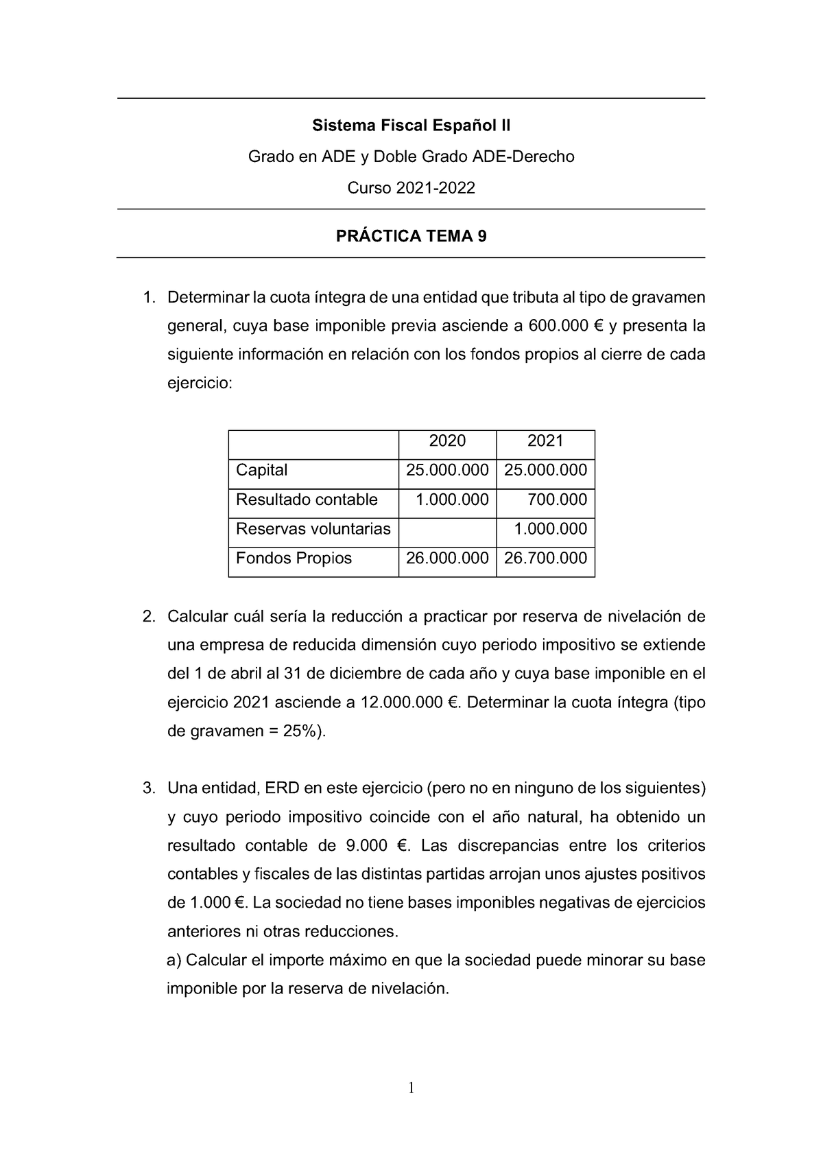 Ejercicios Tema 9 Sistema Fiscal Ii - 1 Sistema Fiscal Español II Grado ...