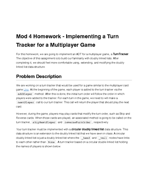 Hw4 - Homework 4 - For This Homework, We Are Going To Implement An ADT ...