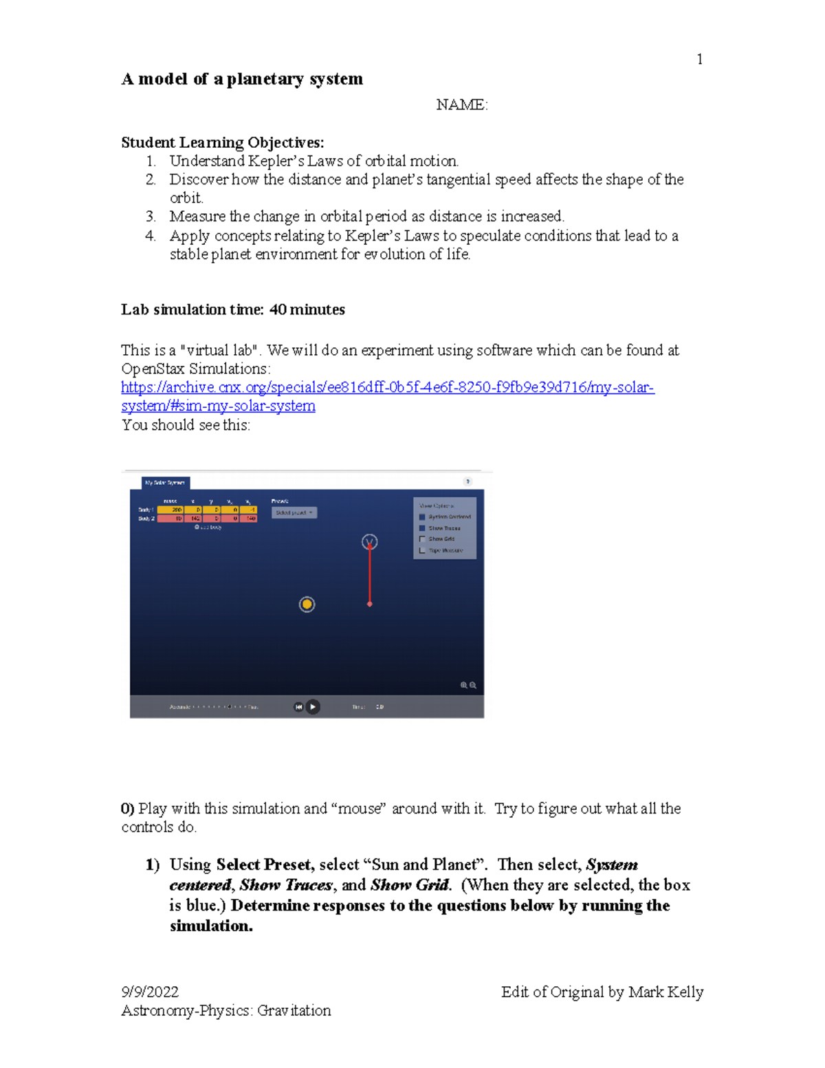 Introduction To Astronomy - ASTR 101, The Solar System Lab 4 - A Model ...