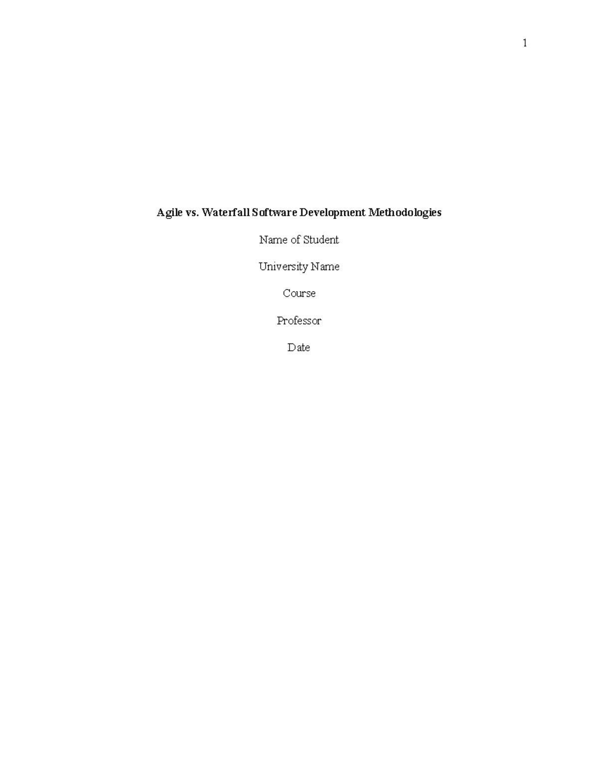 Agile Vs Waterfall Software Development