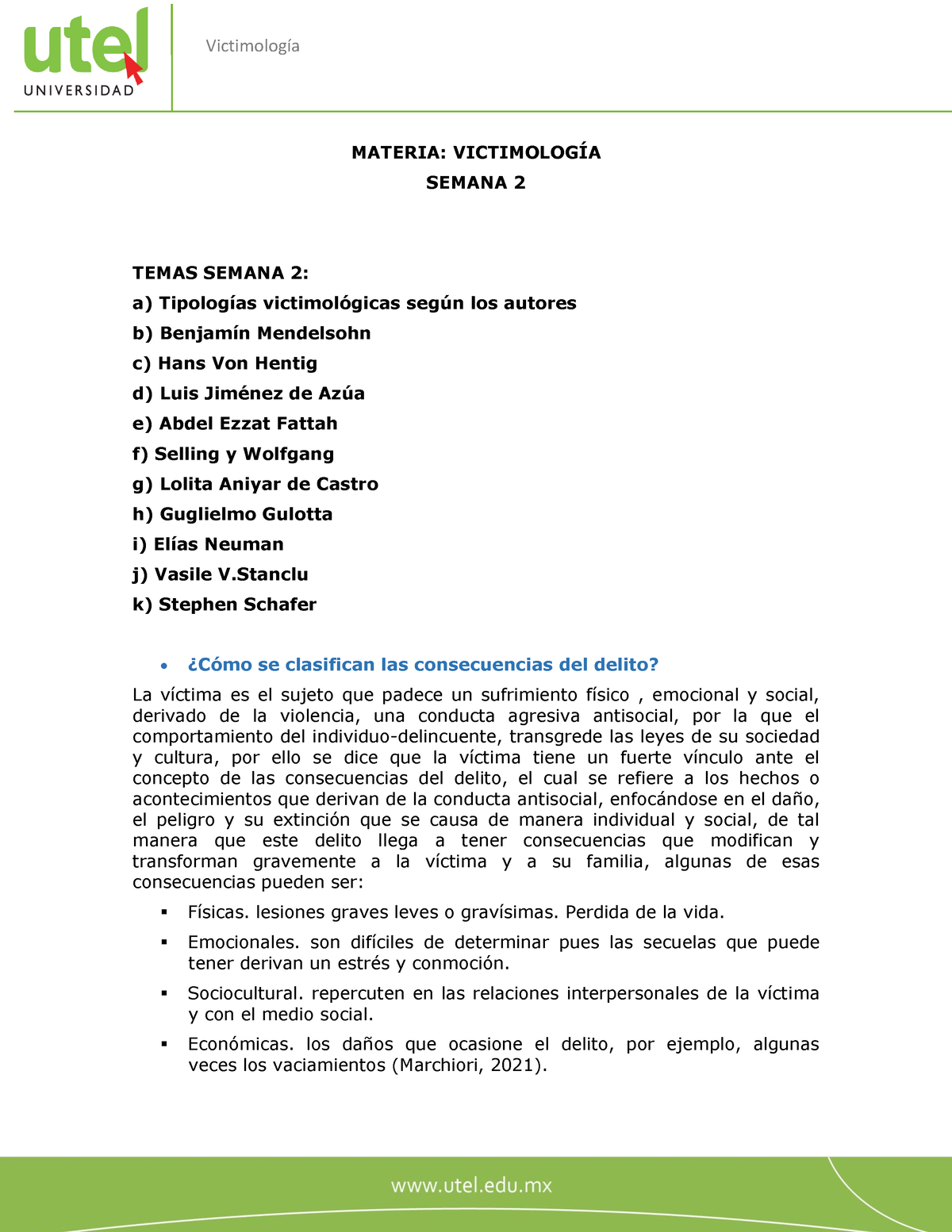 PF L1CC120 S2 - ACTIVIDADES - MATERIA: VICTIMOLOGÍA SEMANA 2 TEMAS ...