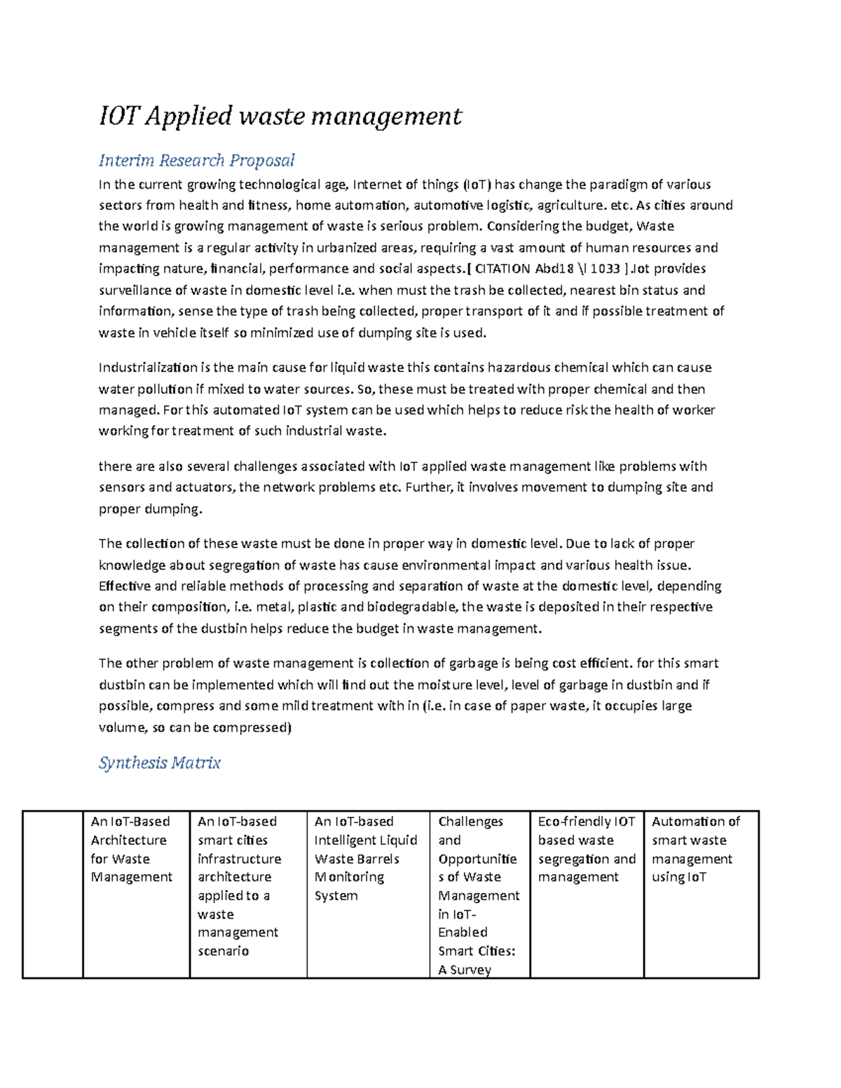 waste management research proposal