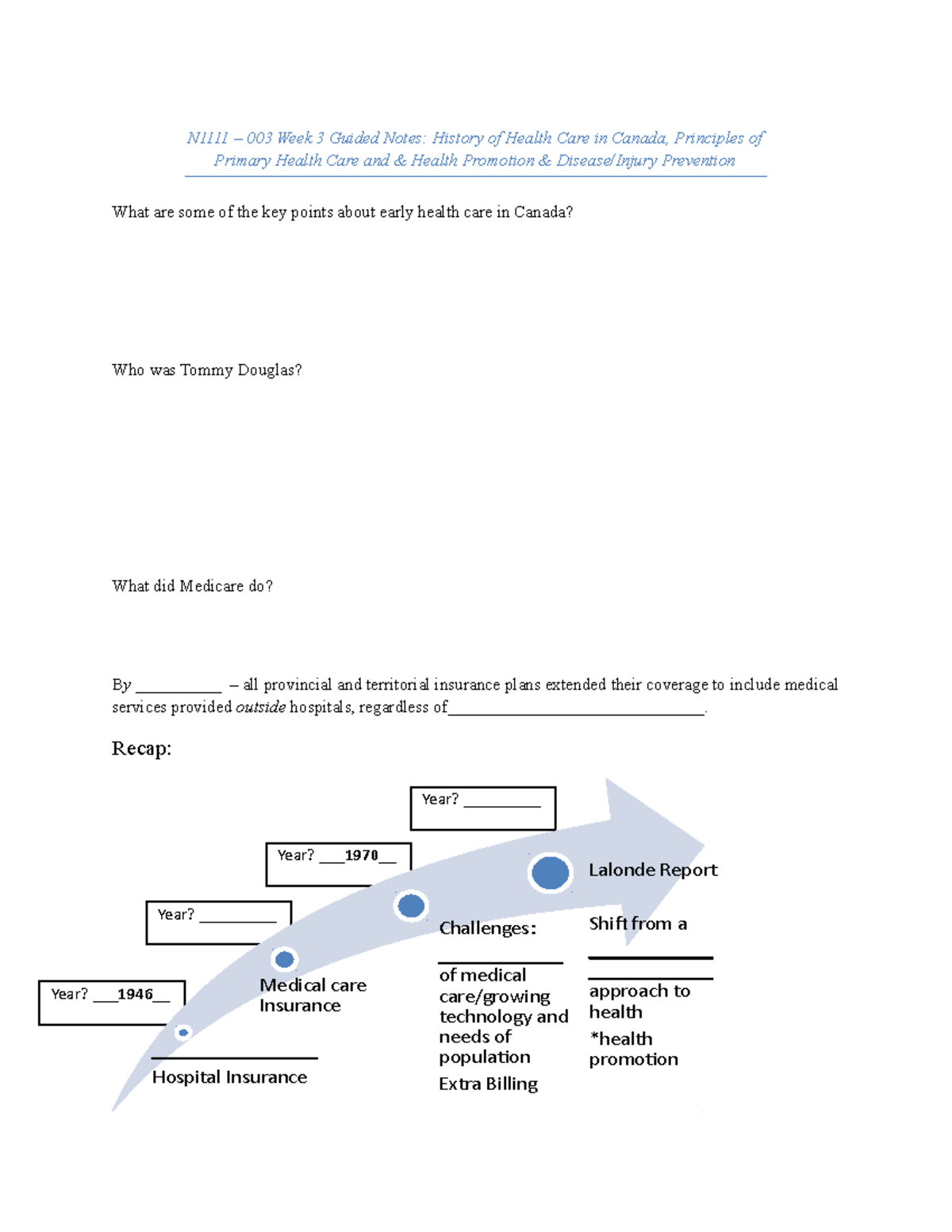 N1111 Week 3 Guided Notes - 003 Week 3 Guided Notes: History of Health ...